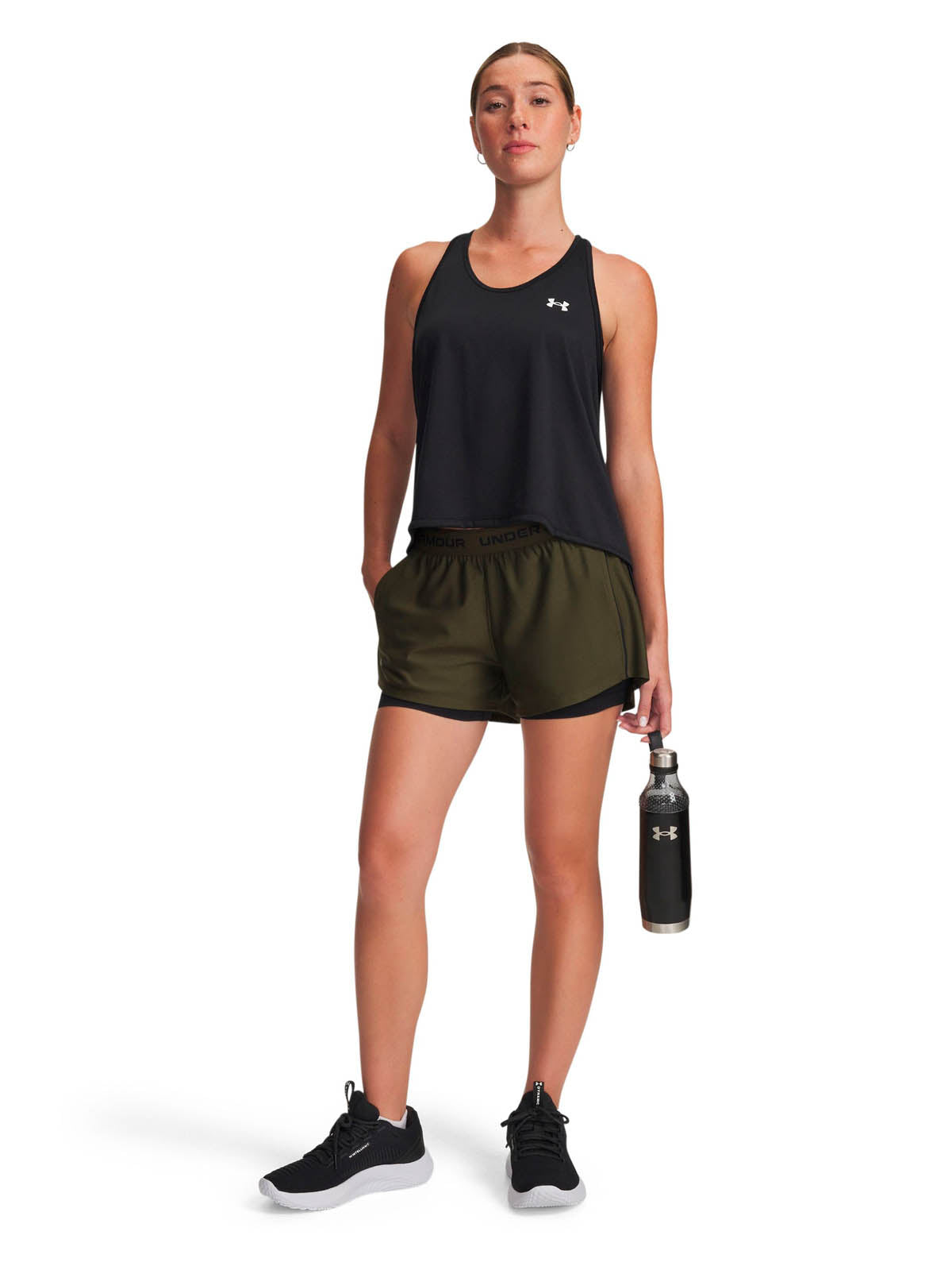 Short de entrenamiento para mujer Tech Play Up 2-in-1 verde Under Armour