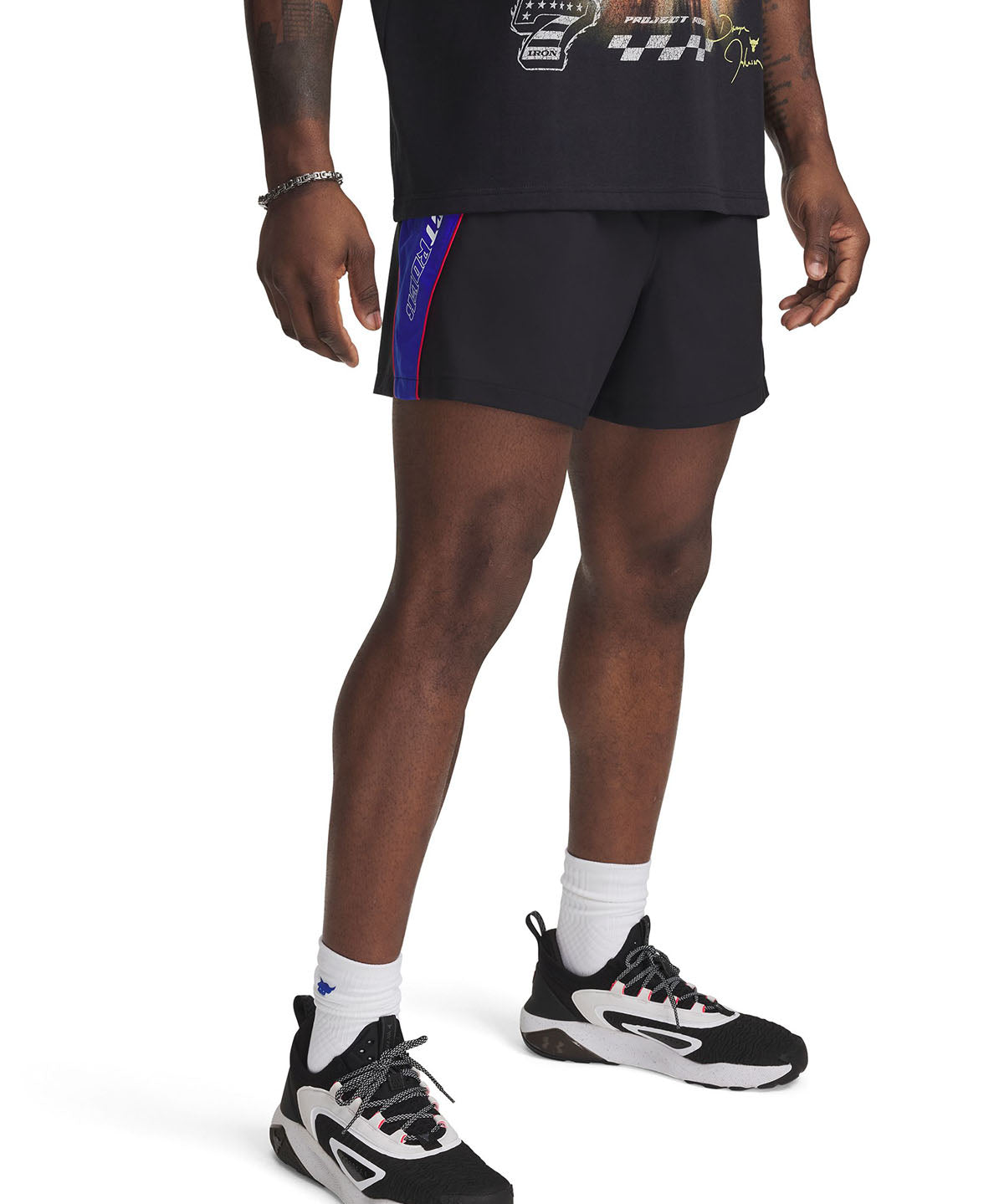 Shorts Project Rock colorblock negro para hombre Under Armour