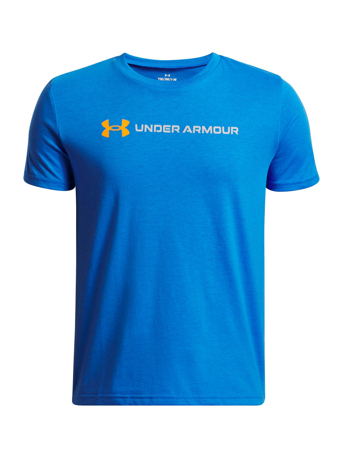 Polera manga corta Lifestyle para Niño big logo Wordmark Azul Under Armour