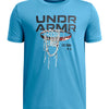 Polera manga corta Under Armour hoops net azul para niños