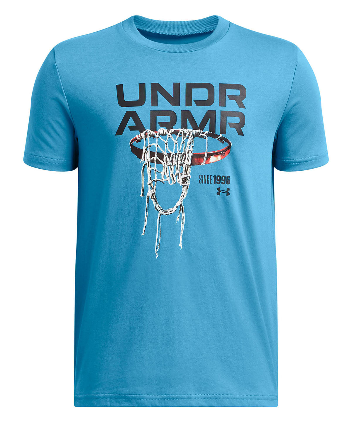 Polera manga corta Under Armour hoops net azul para niños
