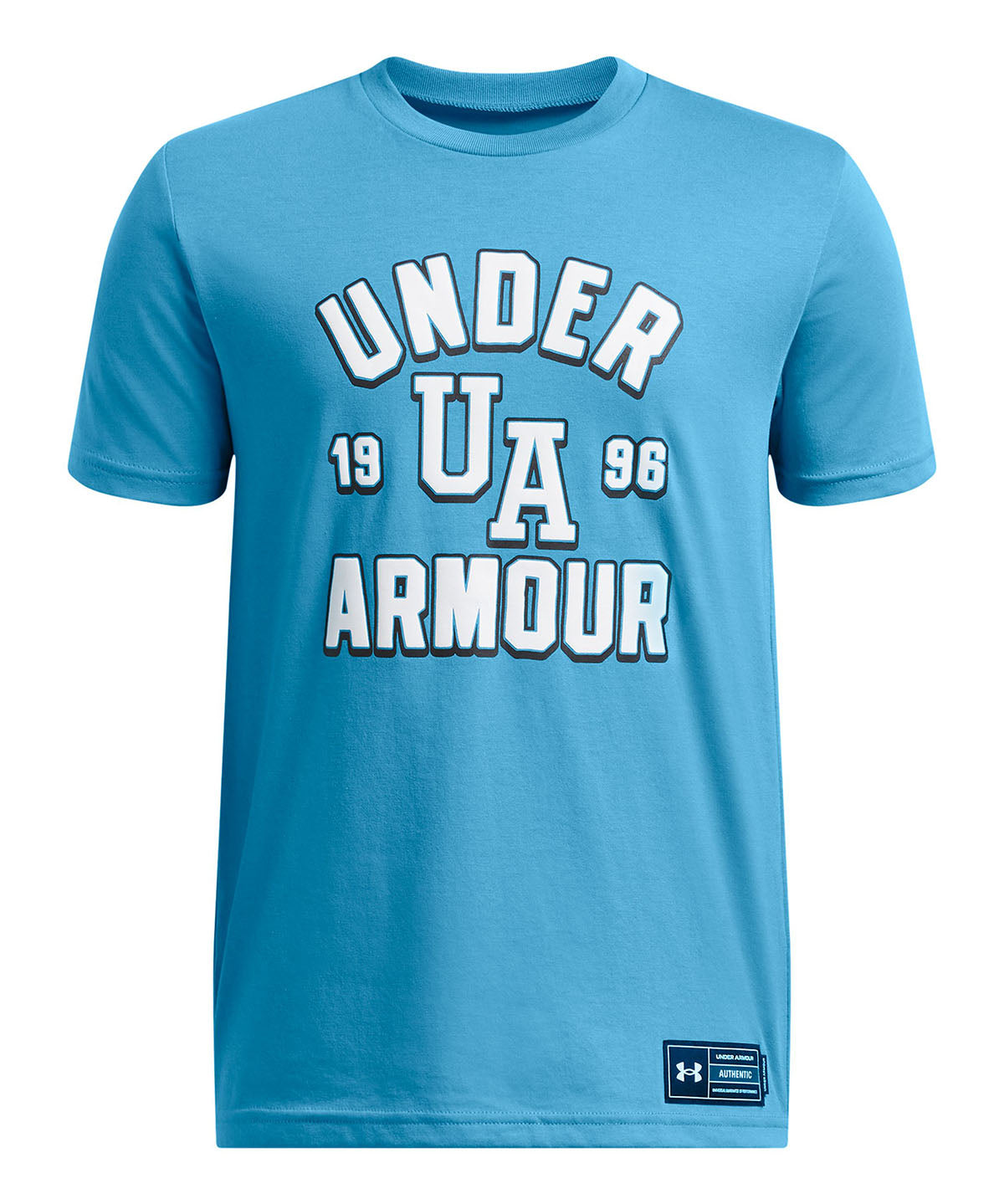 Polera manga corta Under Armour varsity azul para niño