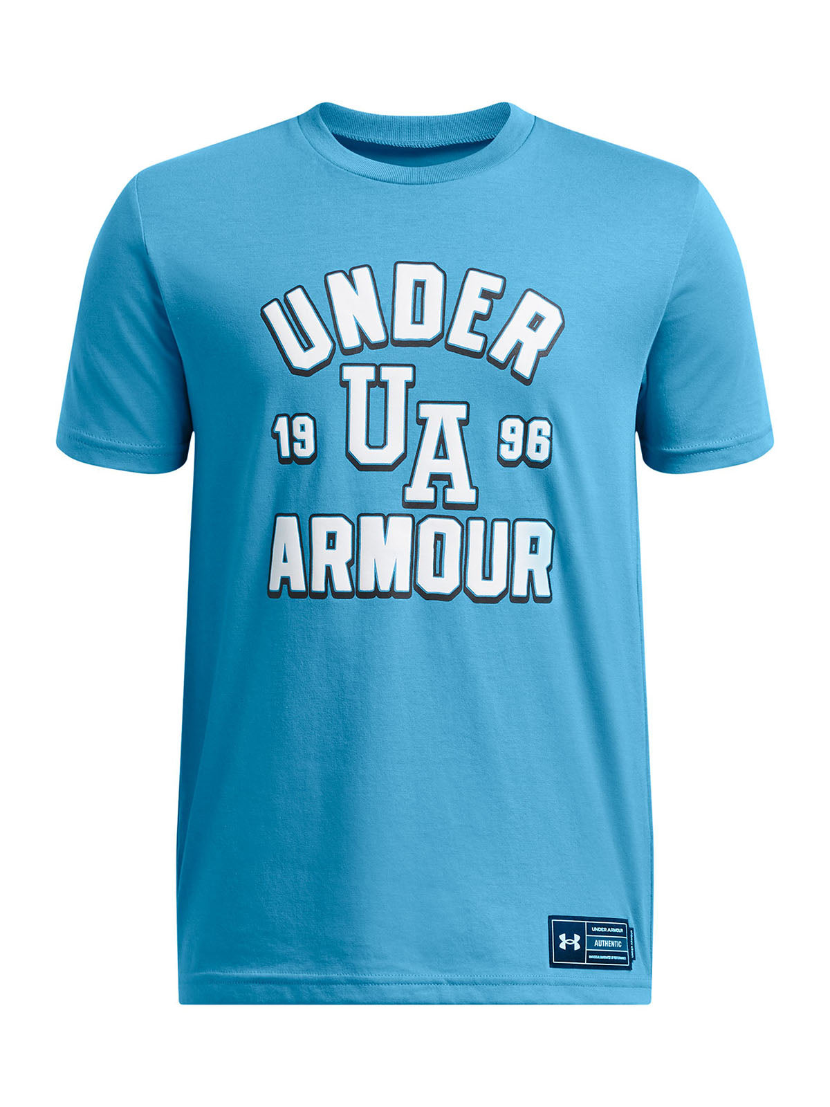 Polera manga corta Under Armour varsity azul para niño