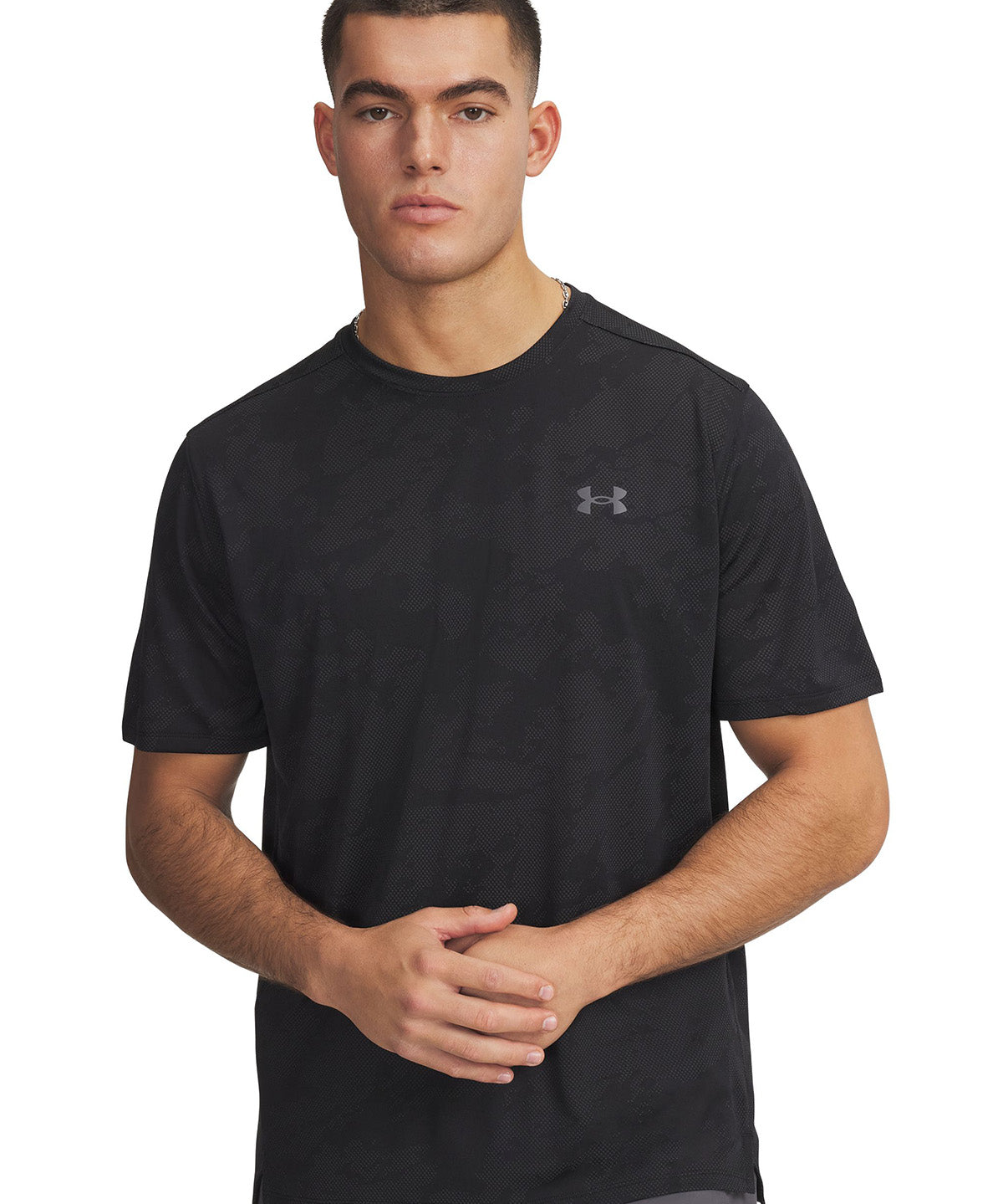 UA Tech Vent Jacquard Polera Manga Corta negro para hombre