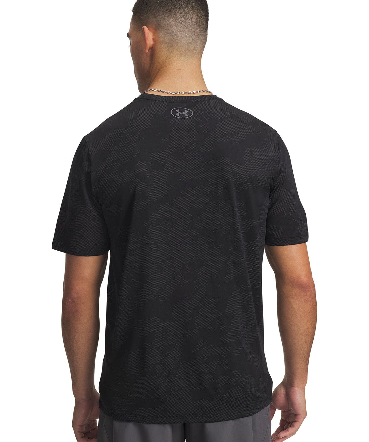 UA Tech Vent Jacquard Polera Manga Corta negro para hombre