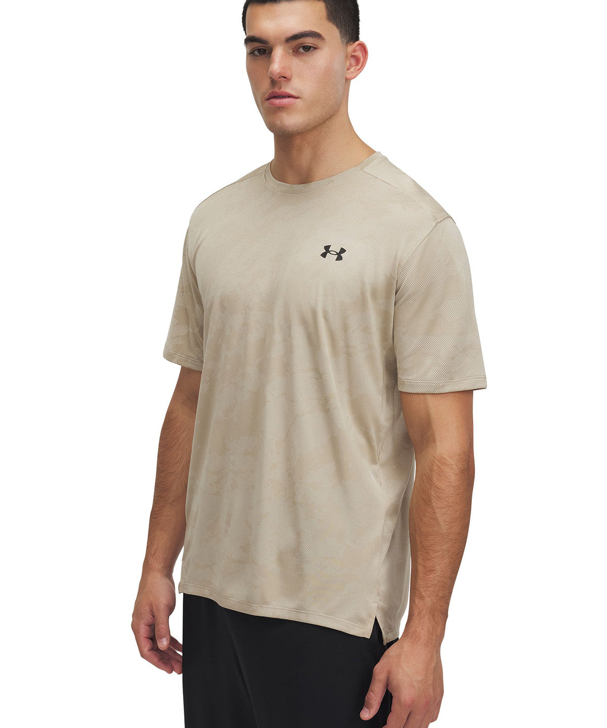 UA Tech Vent Jacquard Polera Manga Corta café para hombre