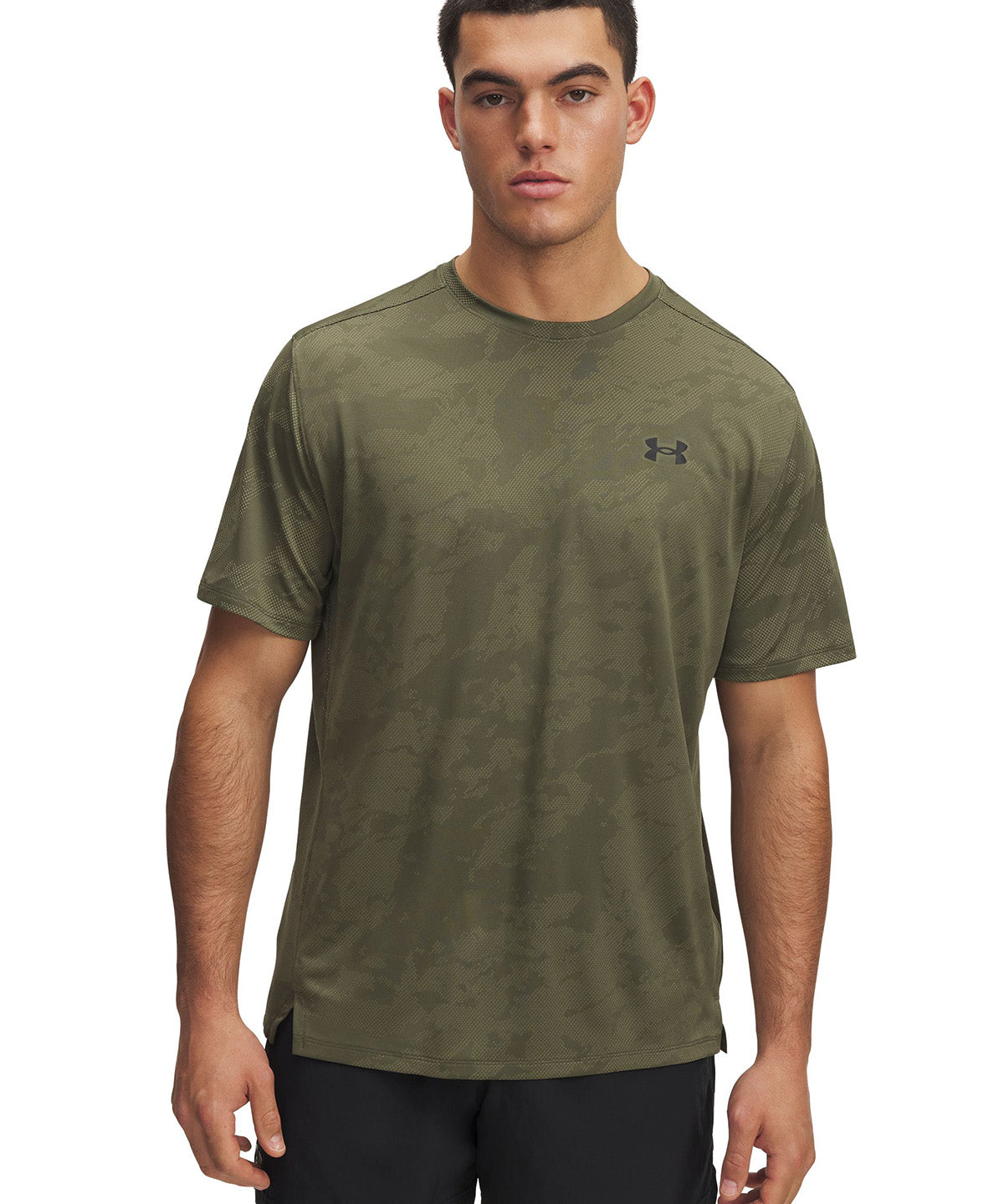 UA Tech Vent Jacquard Polera Manga Corta verde para hombre