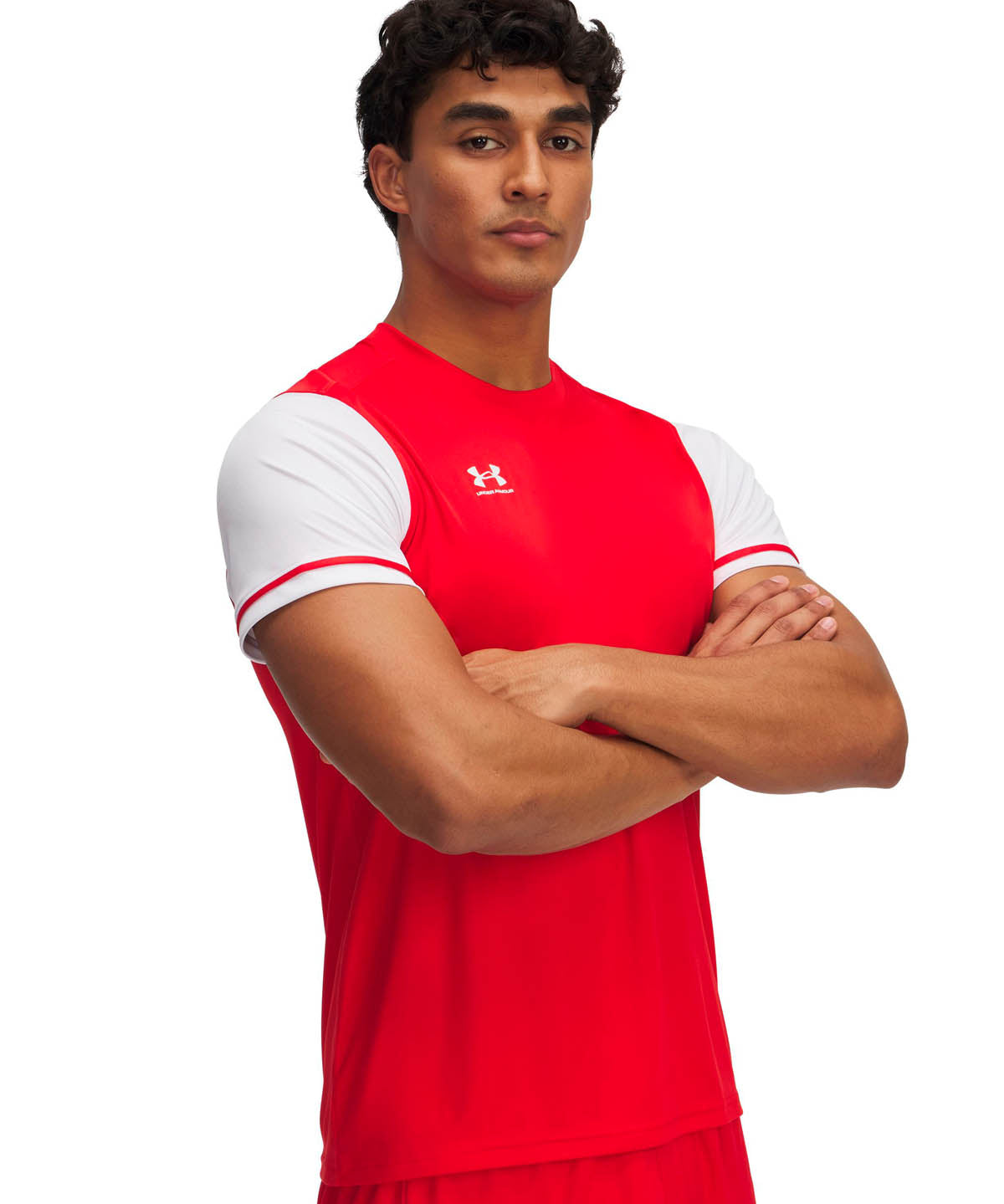 Polera manga corta UA Challenger rojo para hombre