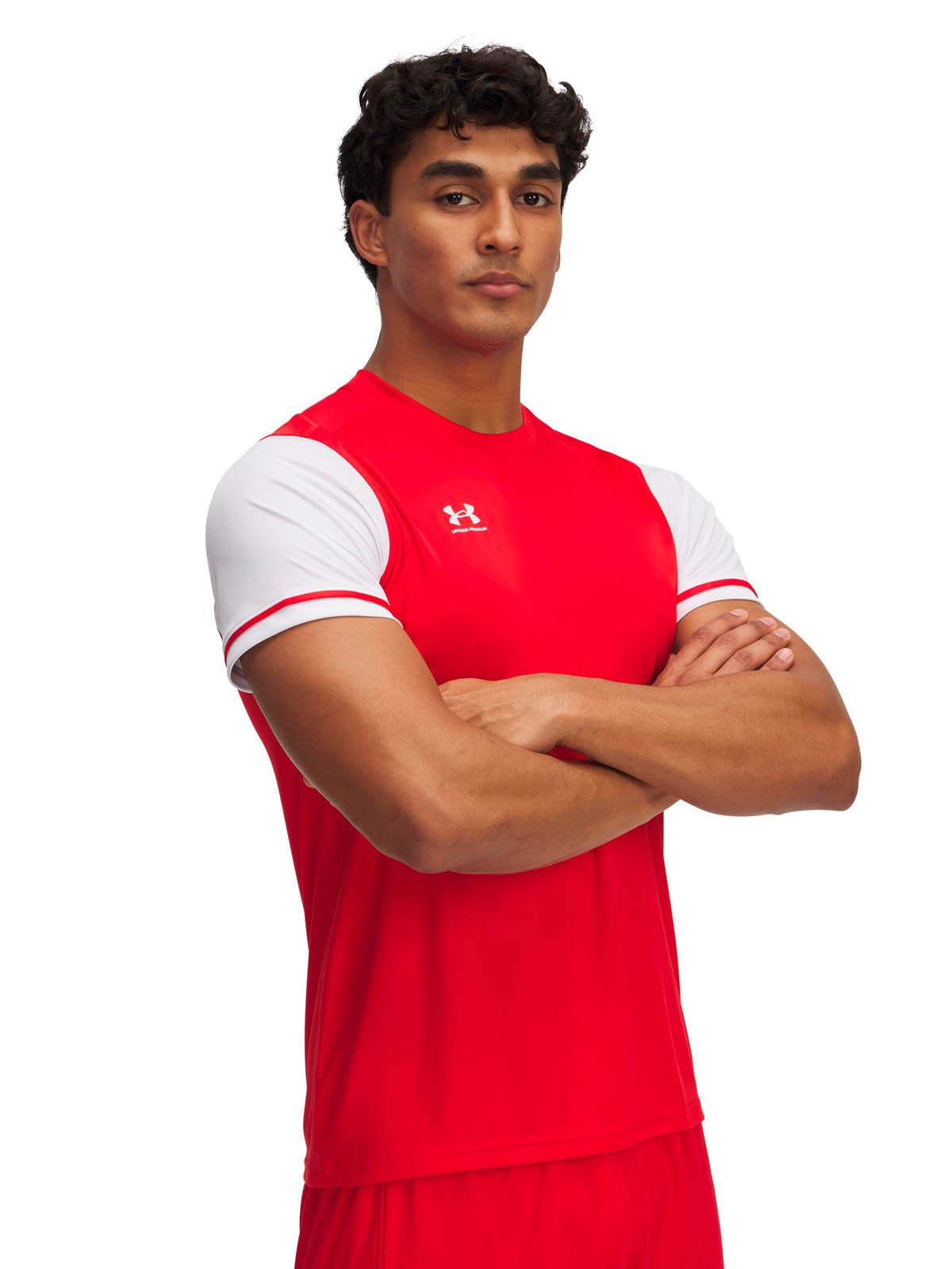 Polera manga corta UA Challenger rojo para hombre