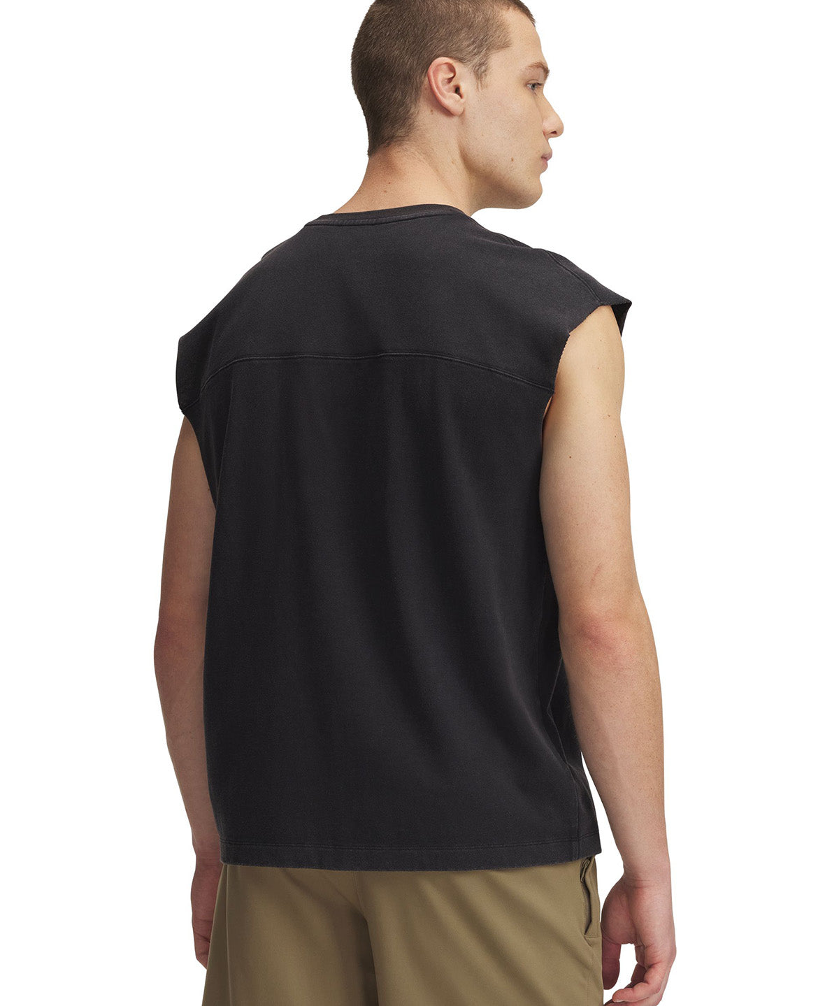Polera sin manga UA Icon Heavyweight Cotton negra para hombre