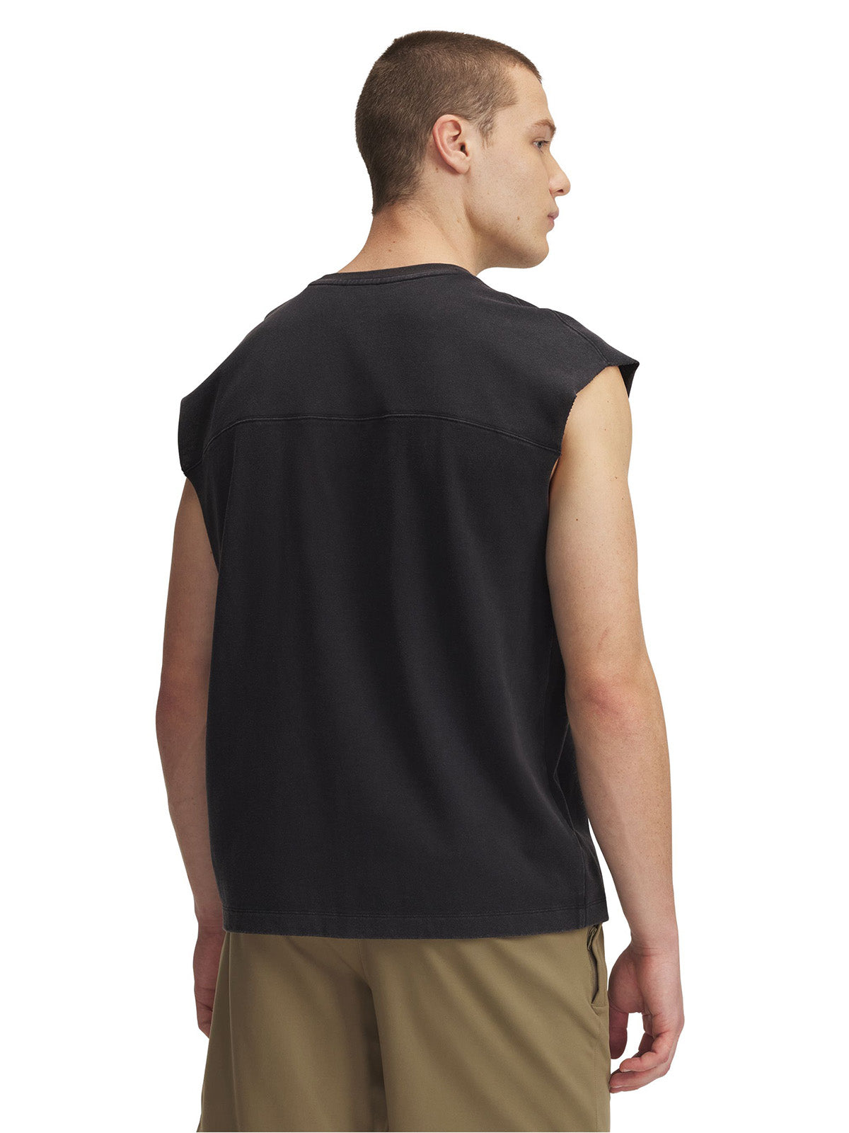Polera sin manga UA Icon Heavyweight Cotton negra para hombre