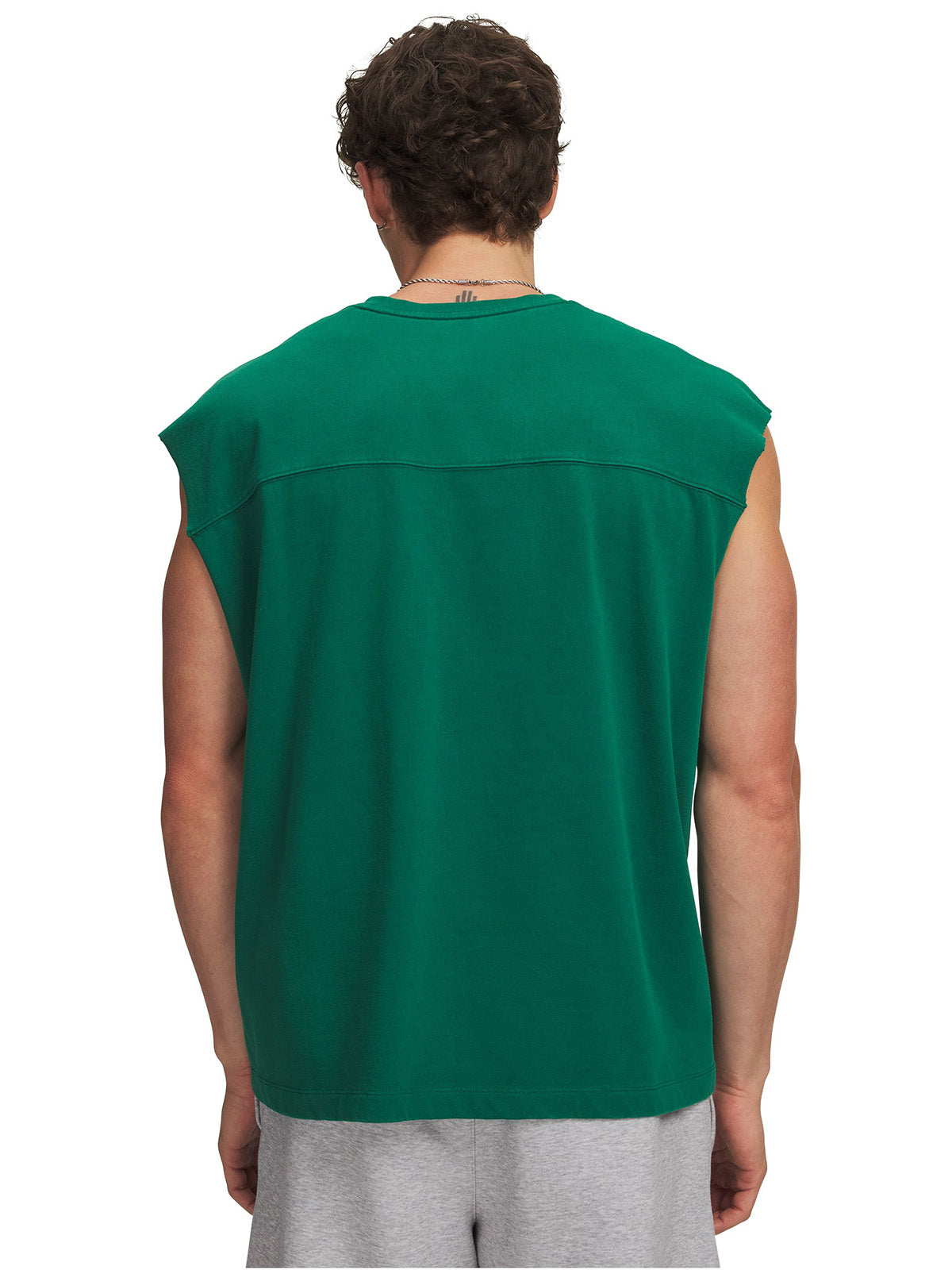 Polera sin manga UA Icon Heavyweight Cotton verde para hombre