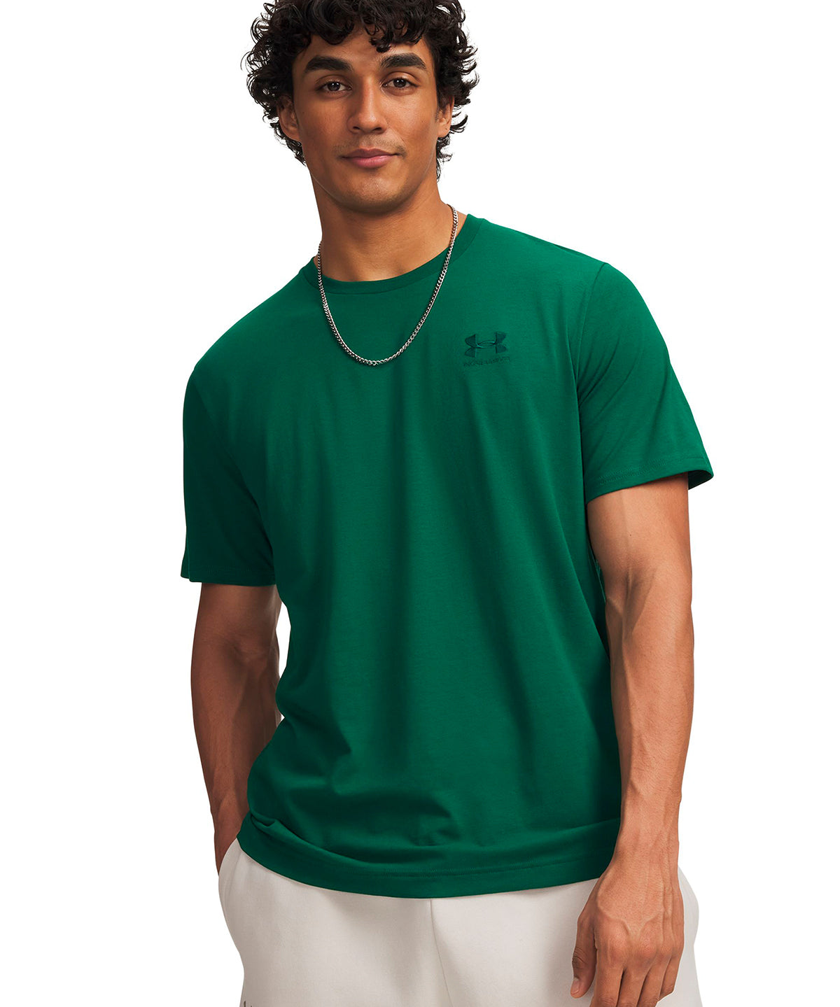 Polera manga corta UA Icon verde para hombre