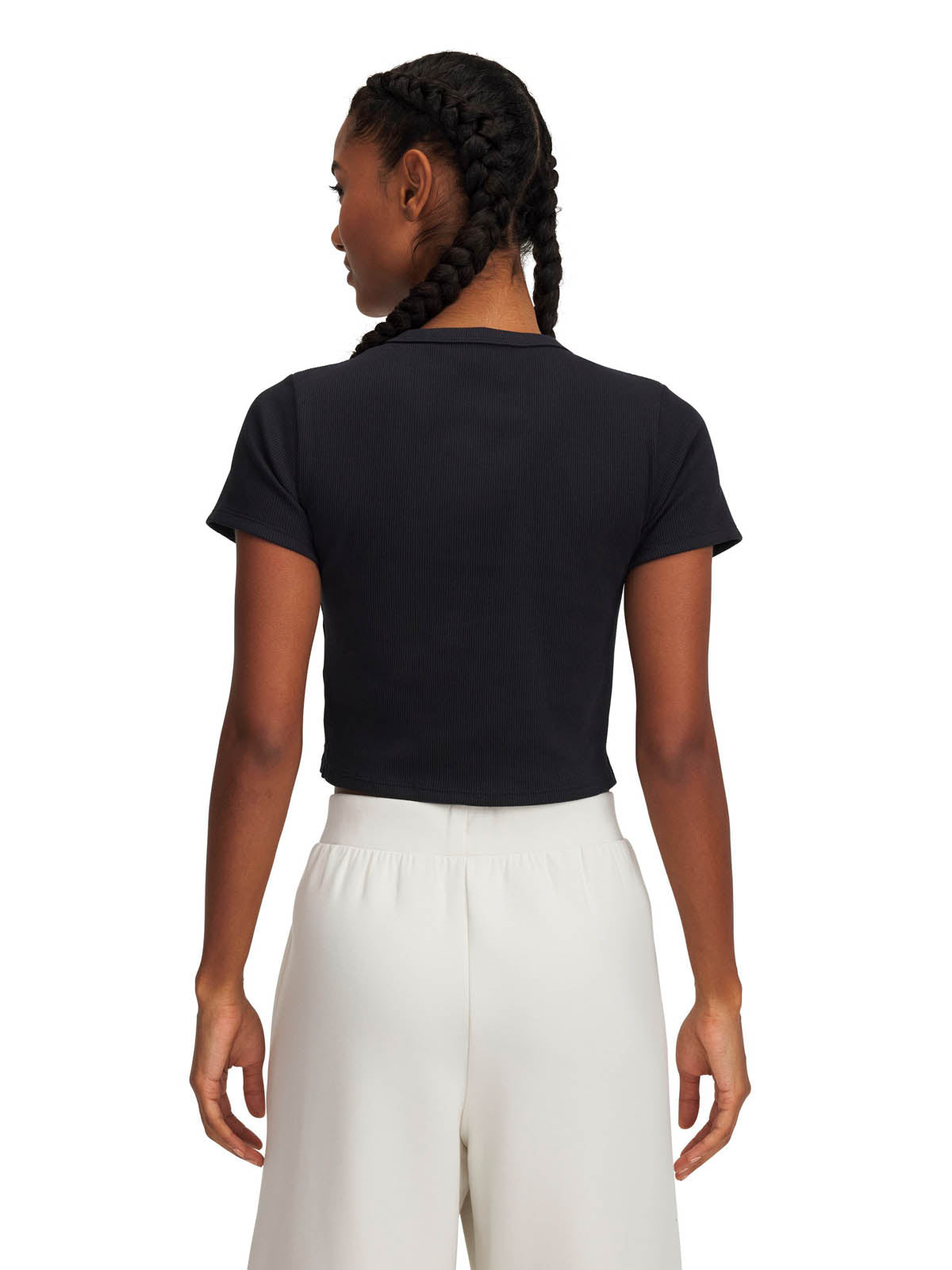 Polera manga corta Under Armour Rival baby rib negro para mujer