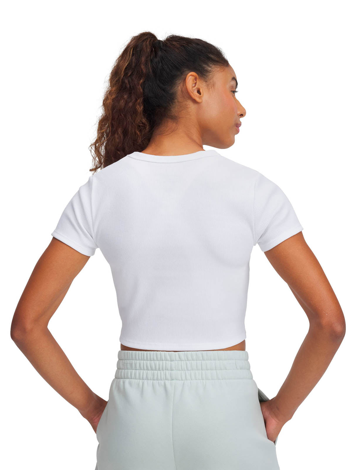 Polera manga corta Under Armour Rival baby rib blanco para mujer
