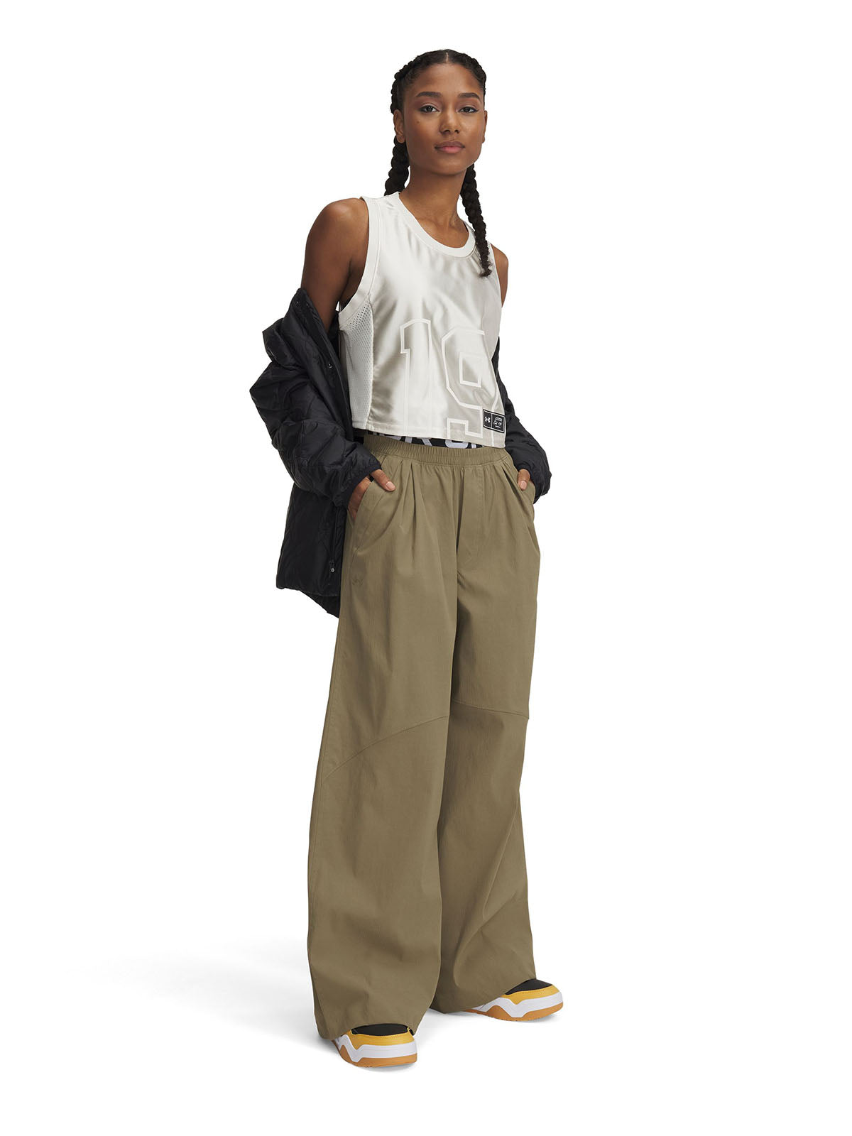 Pantalón UA Unstoppable Parachute café para mujer