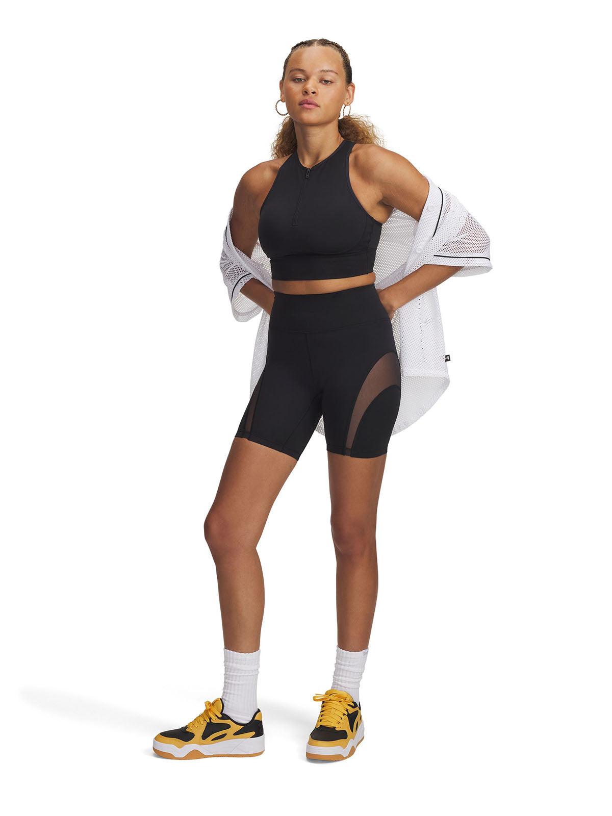 Polera sin mangas UA Meridian negro para mujer