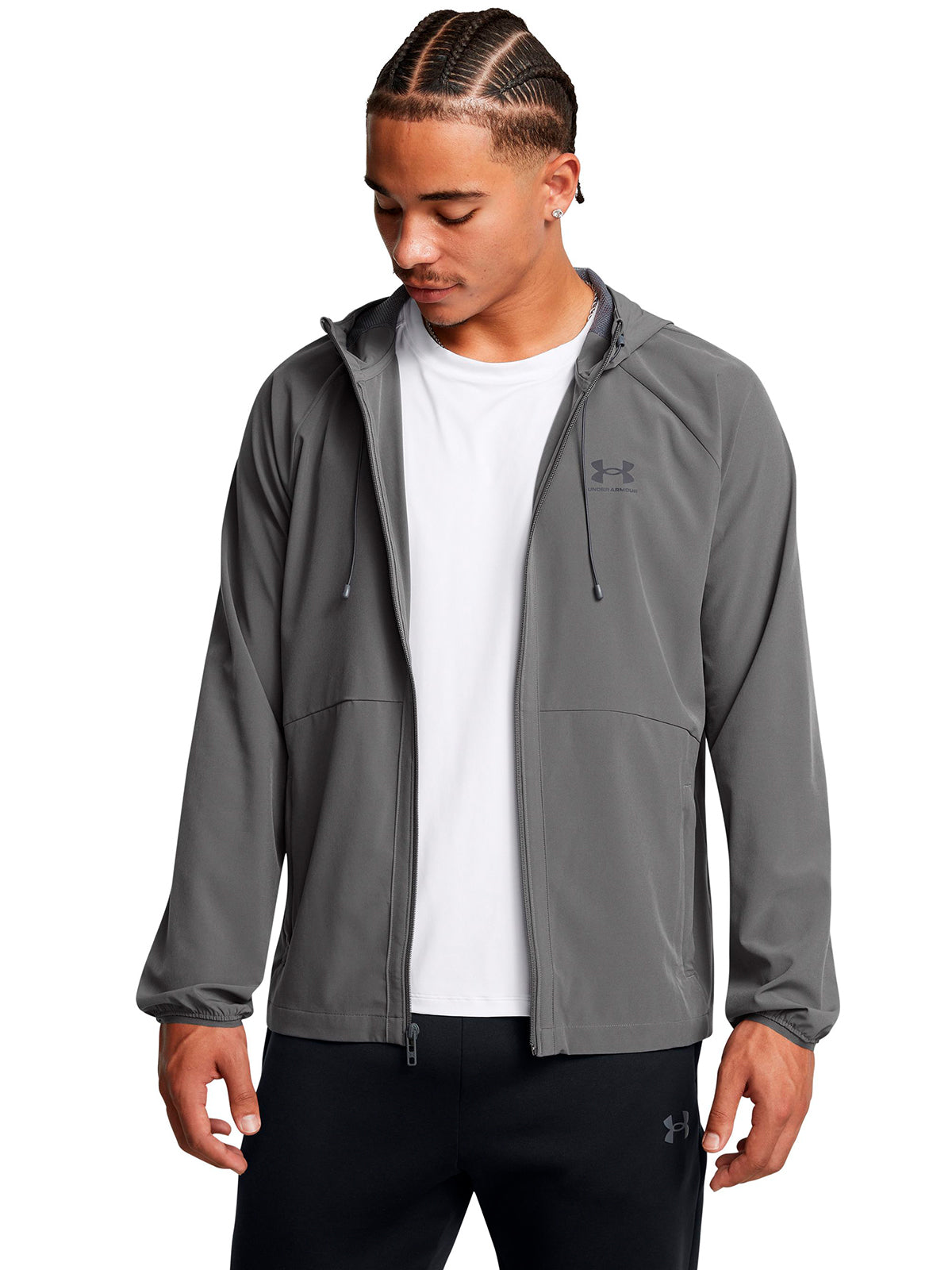 Chaqueta UA Vibe Woven gris para hombre