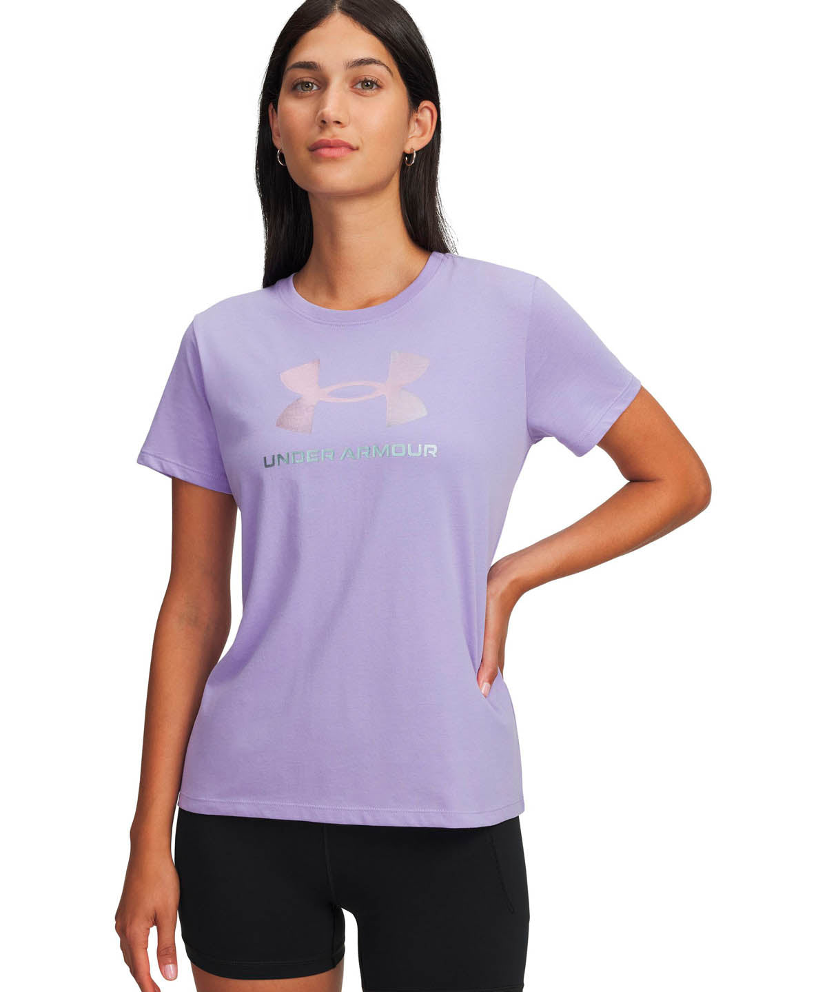 Polera manga corta Lifestyle para mujer Rival Shimmer morado Under Armour