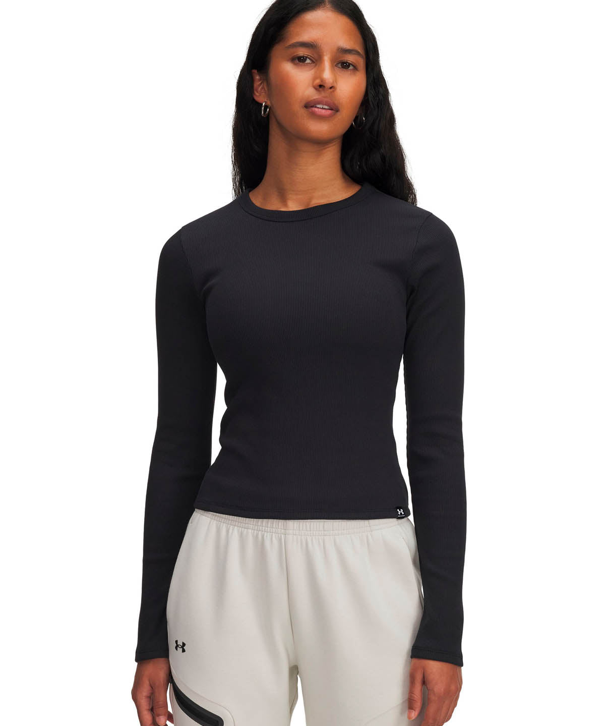 Polera manga larga Lifestyle para mujer Rival Rib negro Under Armour