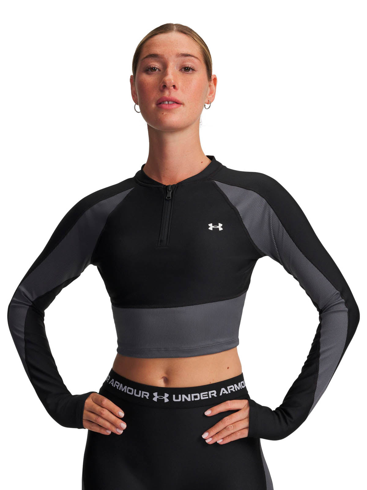 Polerón de entrenamiento para mujer HeatGear Rib negro Under Armour