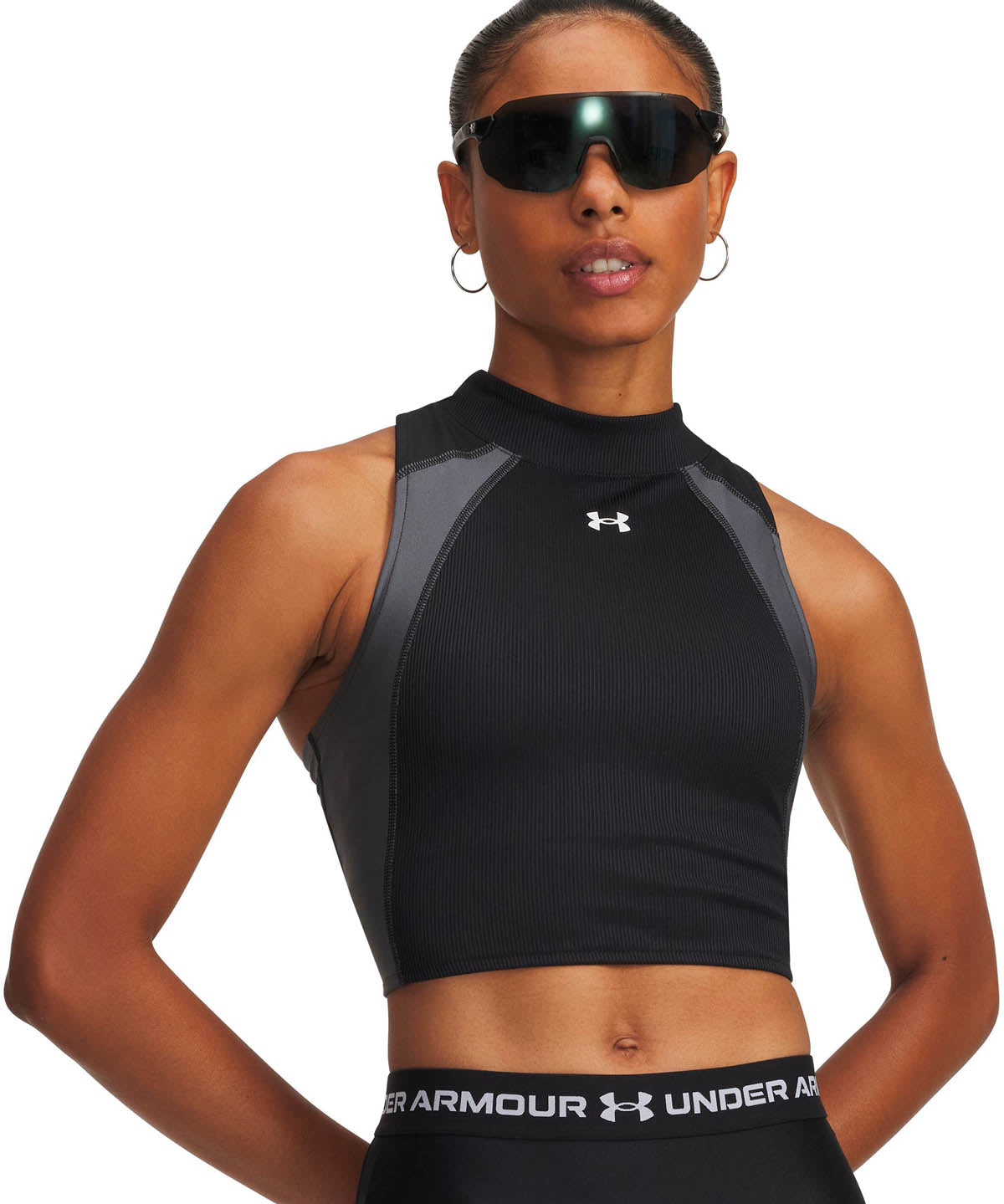 Polera sin mangas de entrenamiento para mujer HeatGear Rib negro para mujer