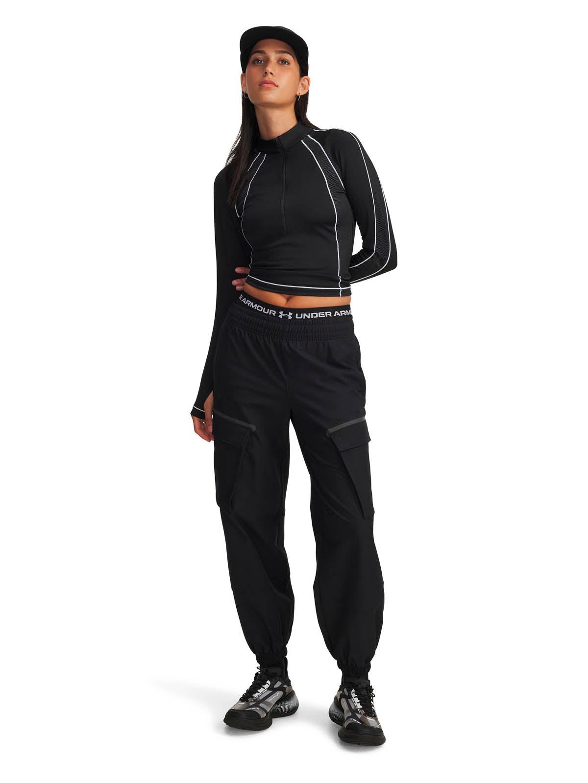 Primera capa superior para Mujer ColdGear Textured 1/2 zip Negro Under Armour