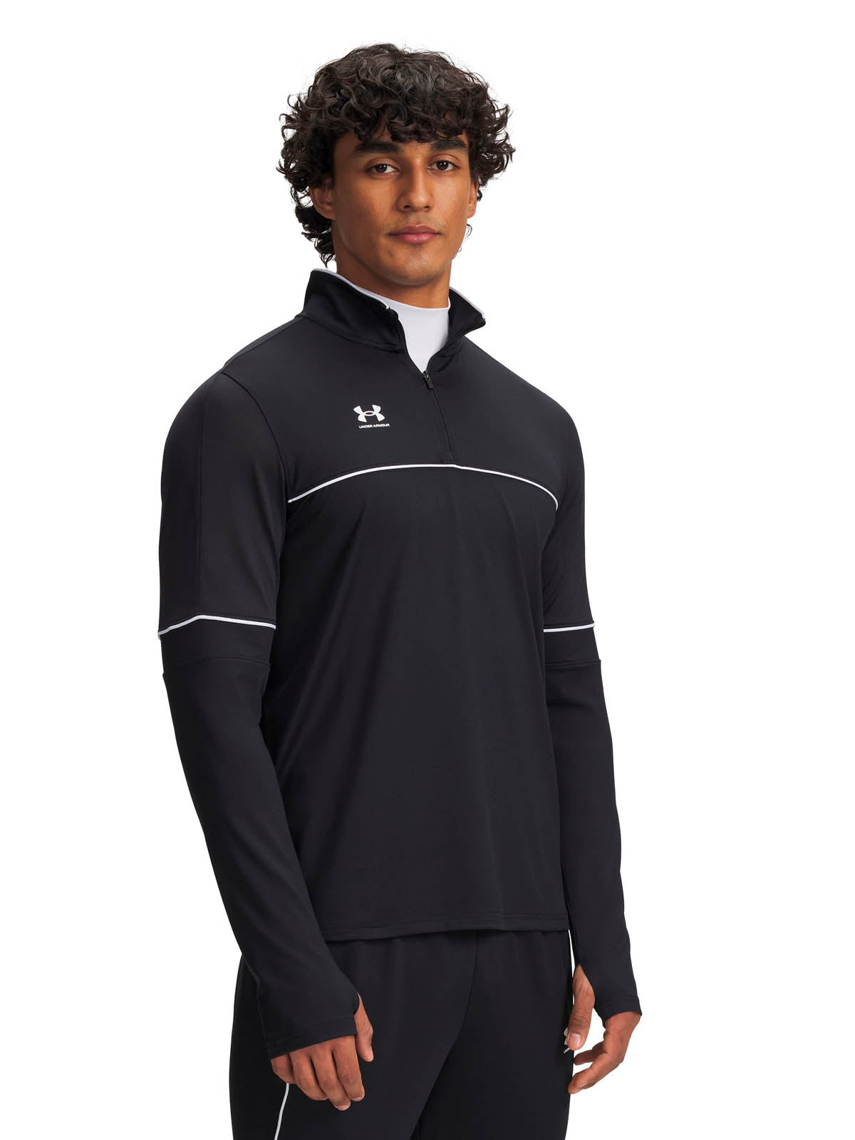 Poleron Football para Hombre 1/2 zip Challenger negro Under Armour