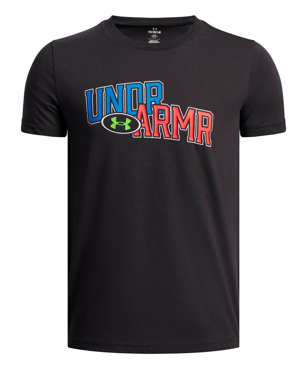 Polera manga corta Lifestyle para niño Overlay Wordmark negro Under Armour