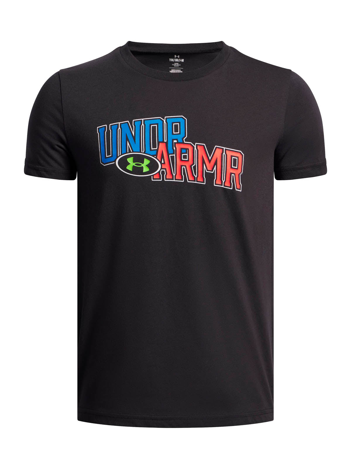 Polera manga corta Lifestyle para niño Overlay Wordmark negro Under Armour