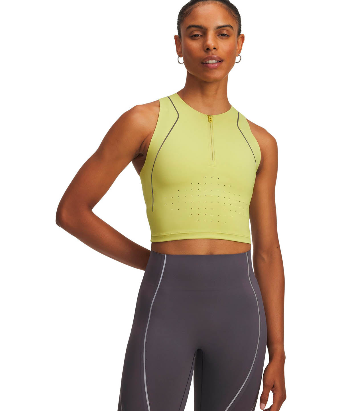 Polera sin mangas Running para mujer Halo Run amarillo Under Armour
