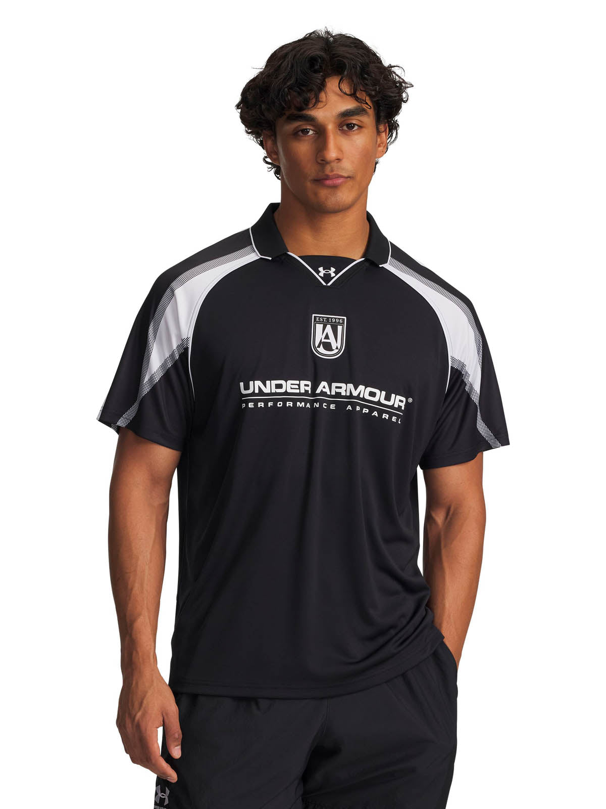 Polera manga corta Football para Hombre M 96 Terrace Negro Under Armour