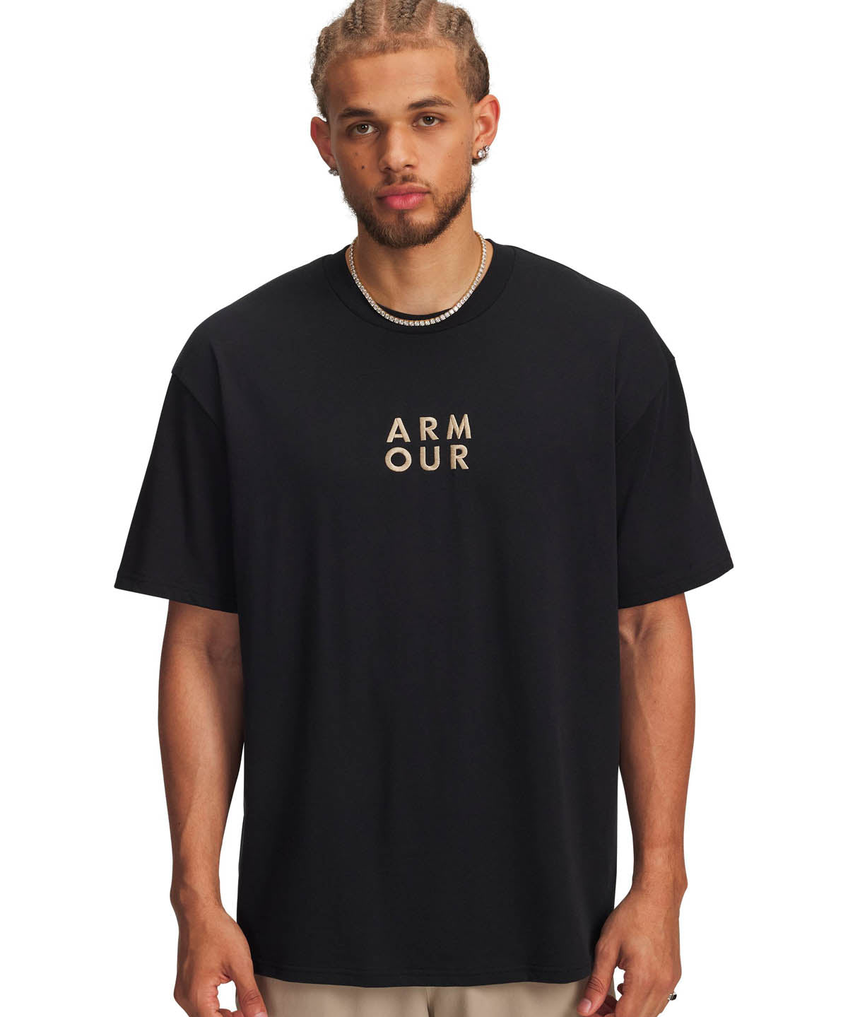 Polera manga corta Lifestyle para hombre Armour Wordmark Heavyweight negro Under Armour