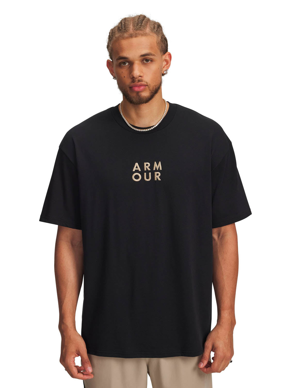 Polera manga corta Lifestyle para hombre Armour Wordmark Heavyweight negro Under Armour