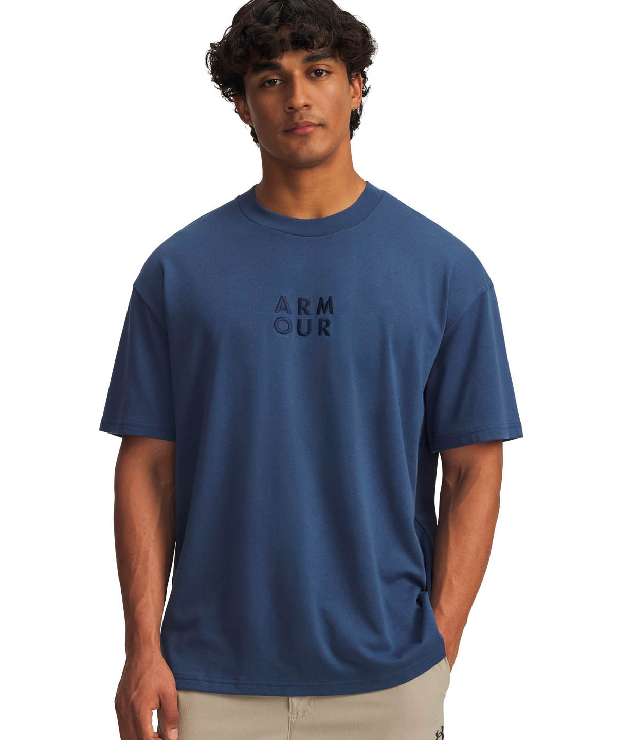 Polera manga corta Lifestyle para hombre Armour Wordmark Heavyweight azul Under Armour