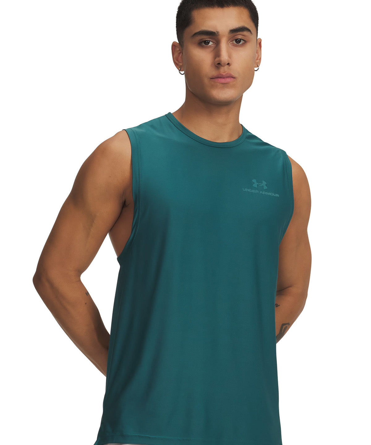 UA Vanish Energy Tank Polera sin manga verde para hombre