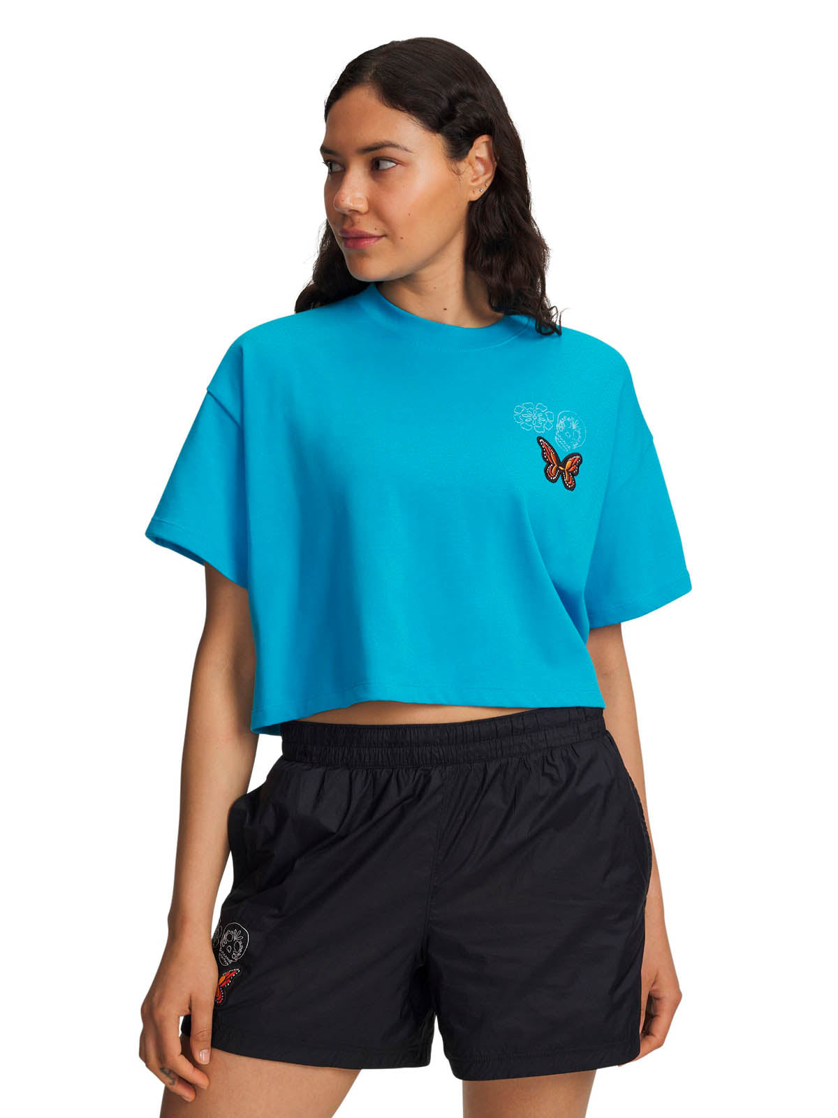Polera manga corta Lifestyle para Mujer Icon heavyweight Boxy crop Azul Under Armour