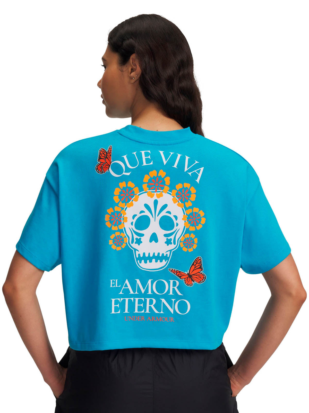 Polera manga corta Lifestyle para Mujer Icon heavyweight Boxy crop Azul Under Armour