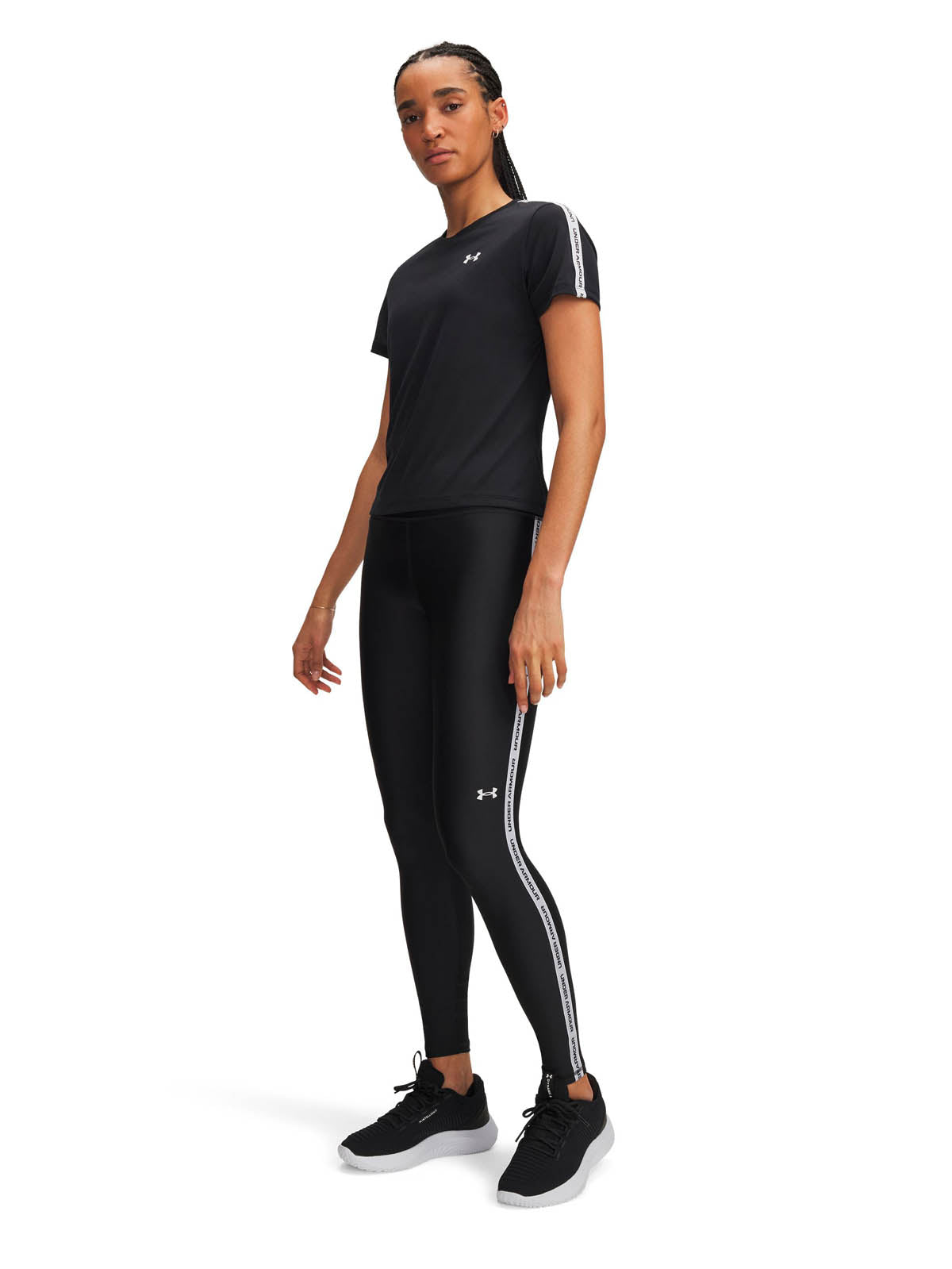 Calza de entrenamiento para mujer Tech Wordmark Tape negro Under Armour