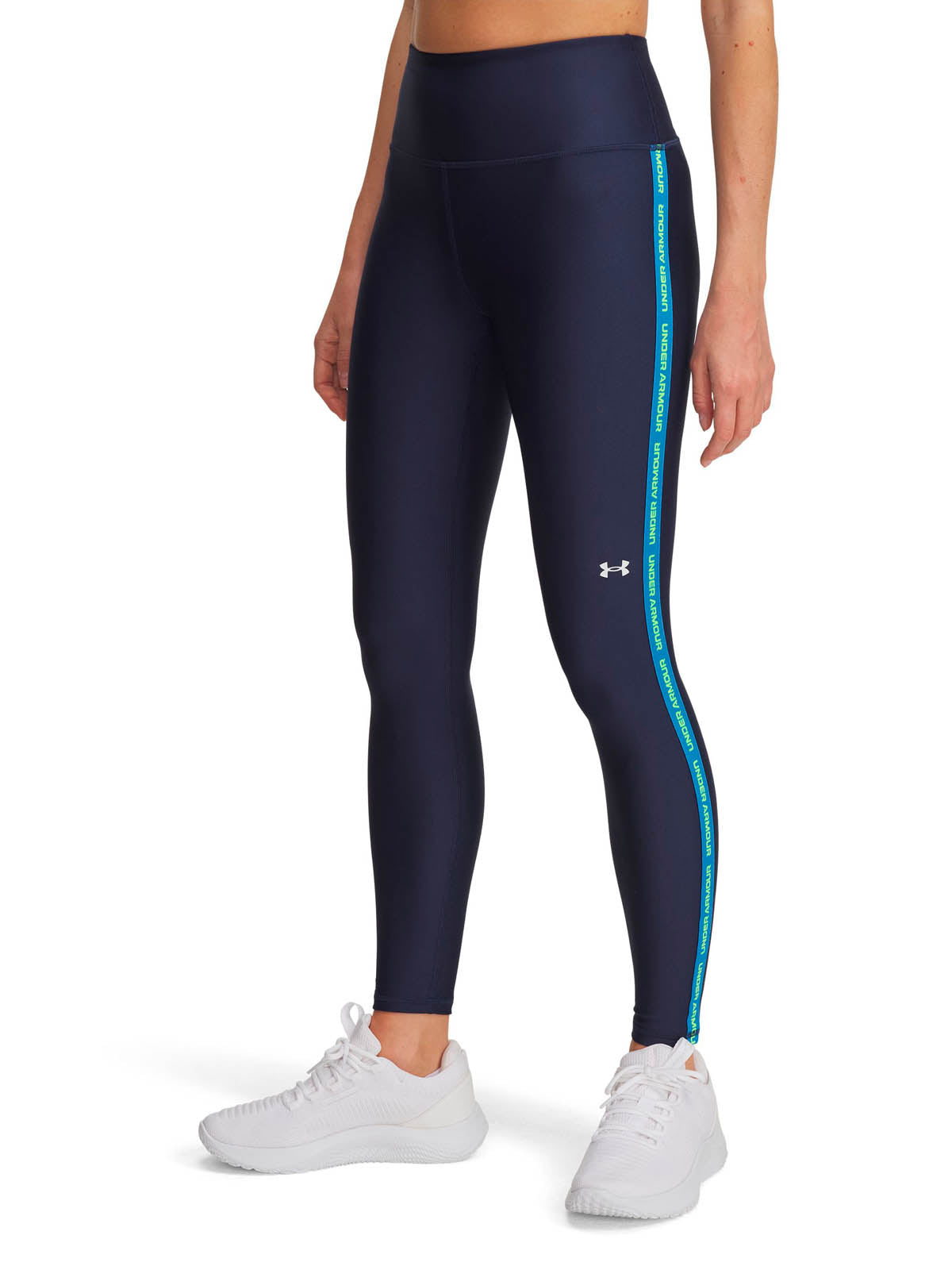 Calza de entrenamiento para mujer Tech Wordmark Tape azul Under Armour