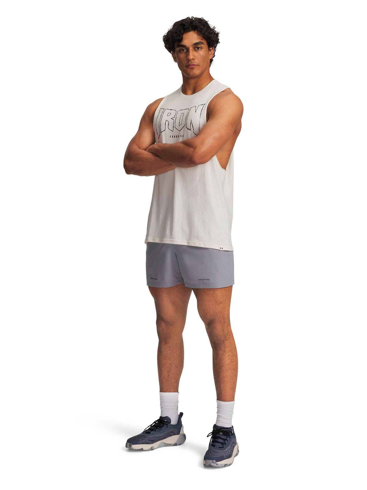 Polera sin manga de entrenamiento para hombre Project Rock café Under Armour