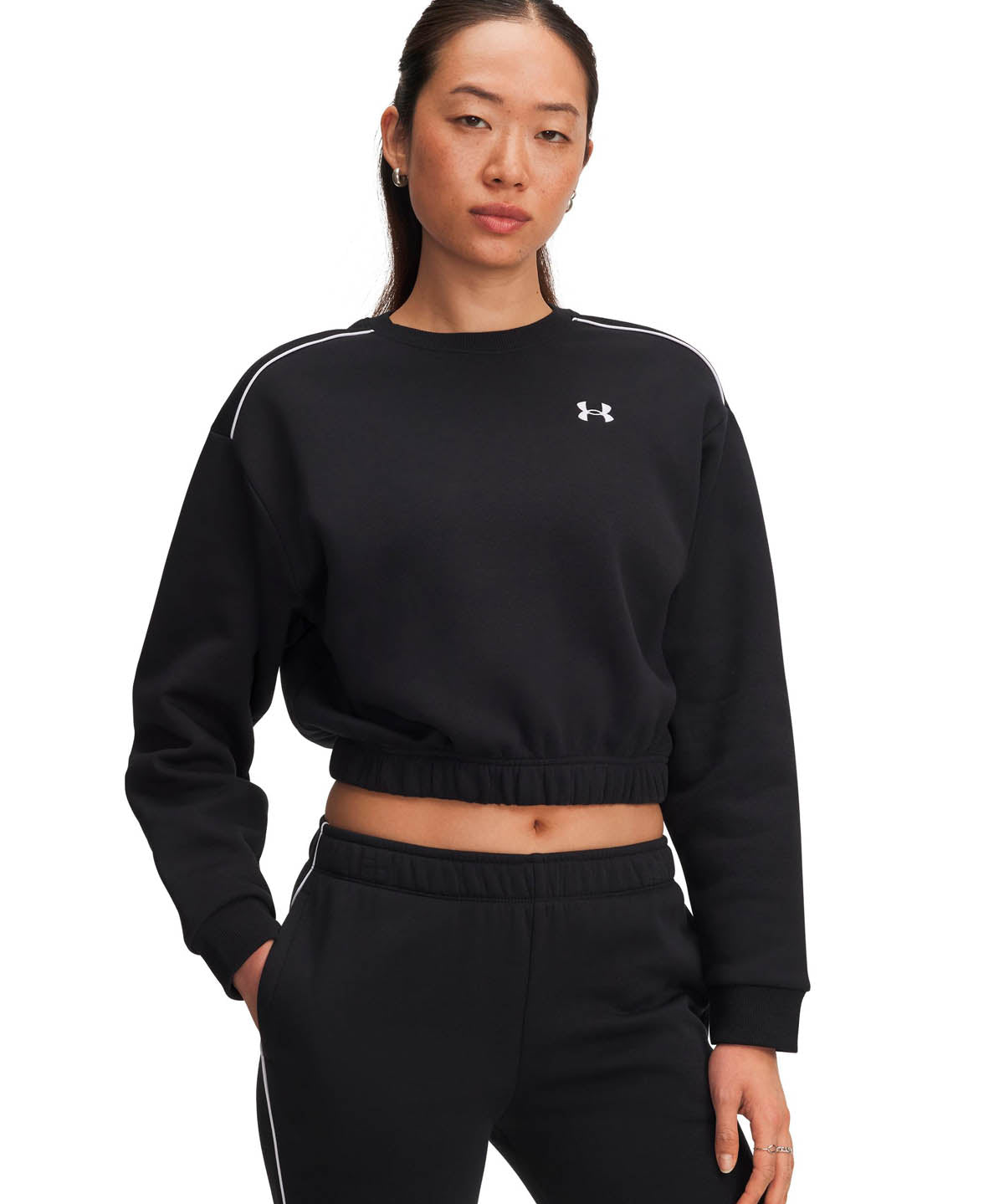 Polerón Lifestyle para mujer Rival Fleece Piped negro Under Armour