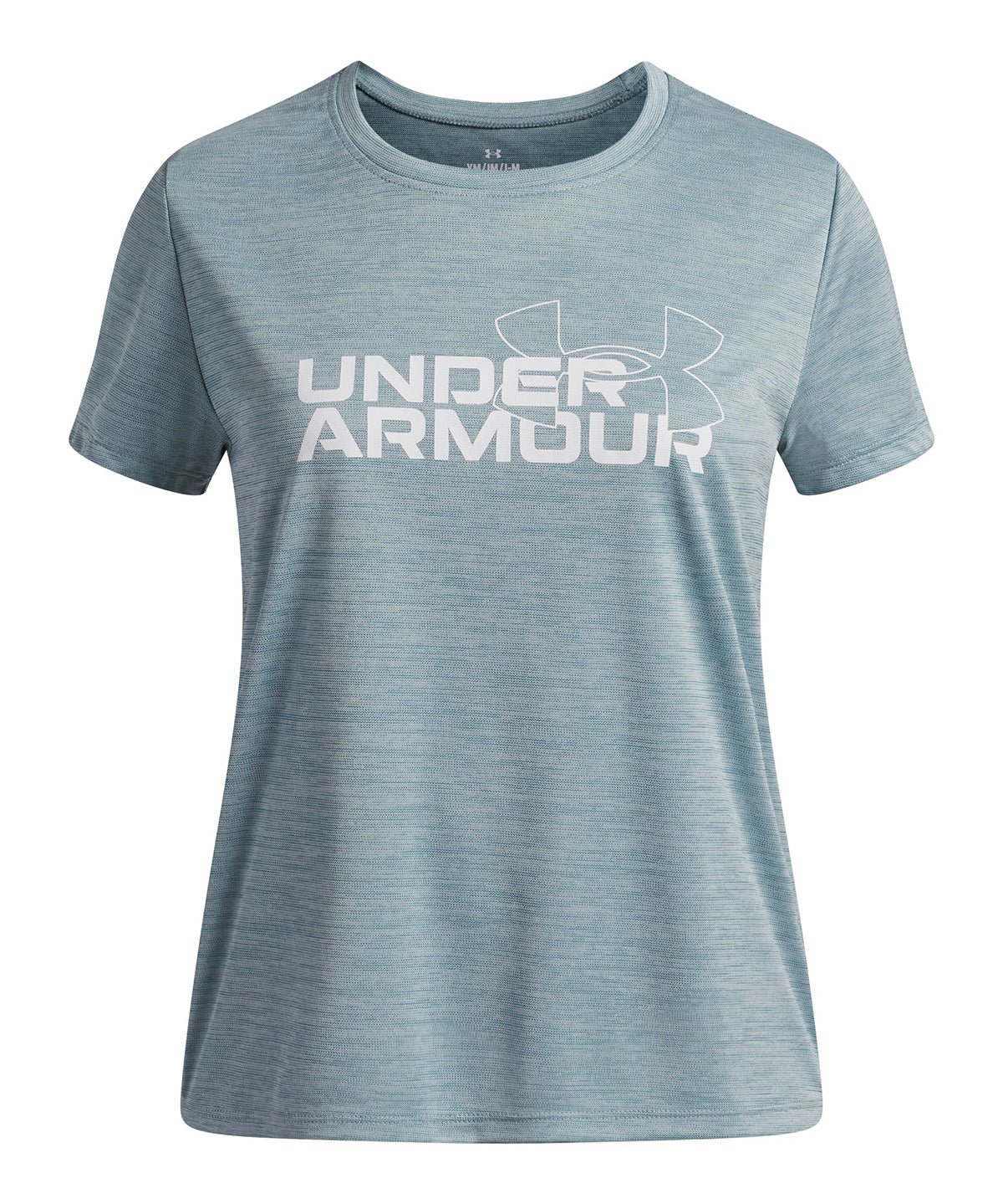 UA Tech Twist Wordmark Logo SS Polera Manga Corta azul para niña