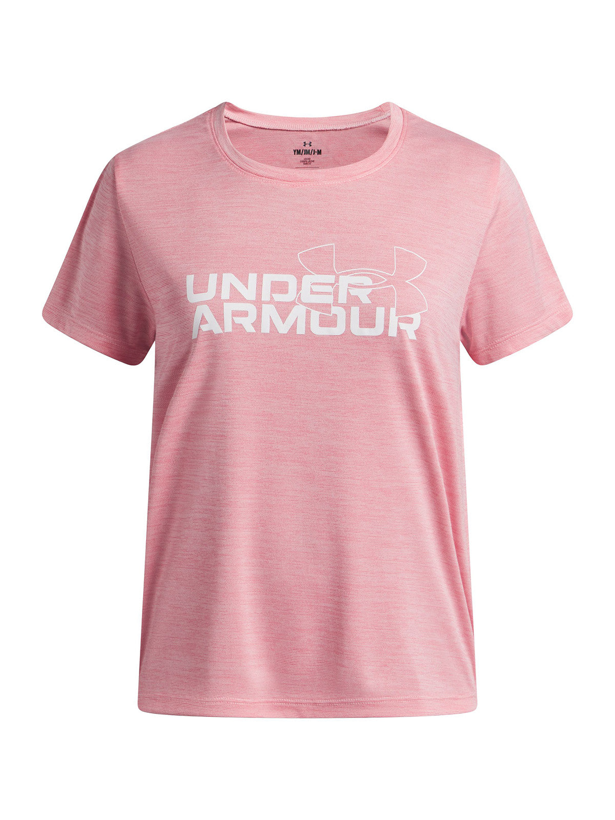 UA Tech Twist Wordmark Logo SS Polera Manga Corta rosado para niña