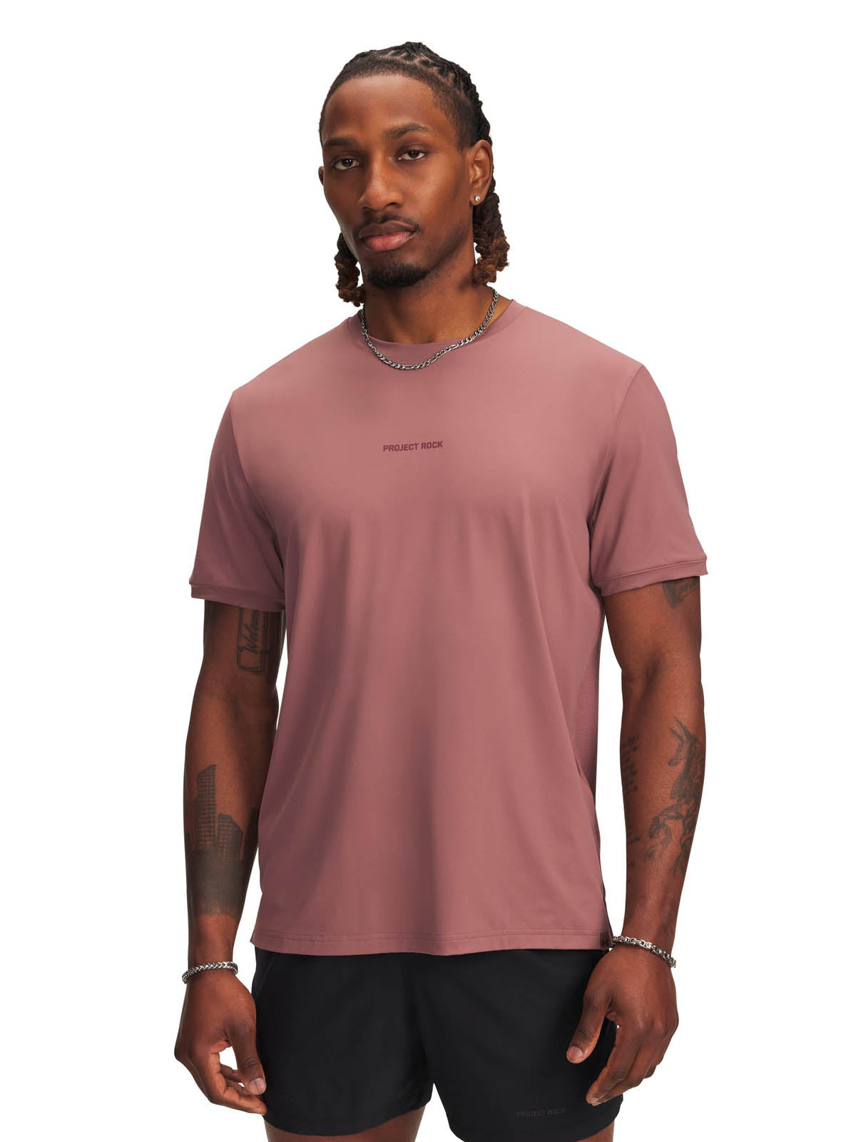 Polera manga corta de entrenamiento para hombre Project Rock Iso-Chill café Under Armour