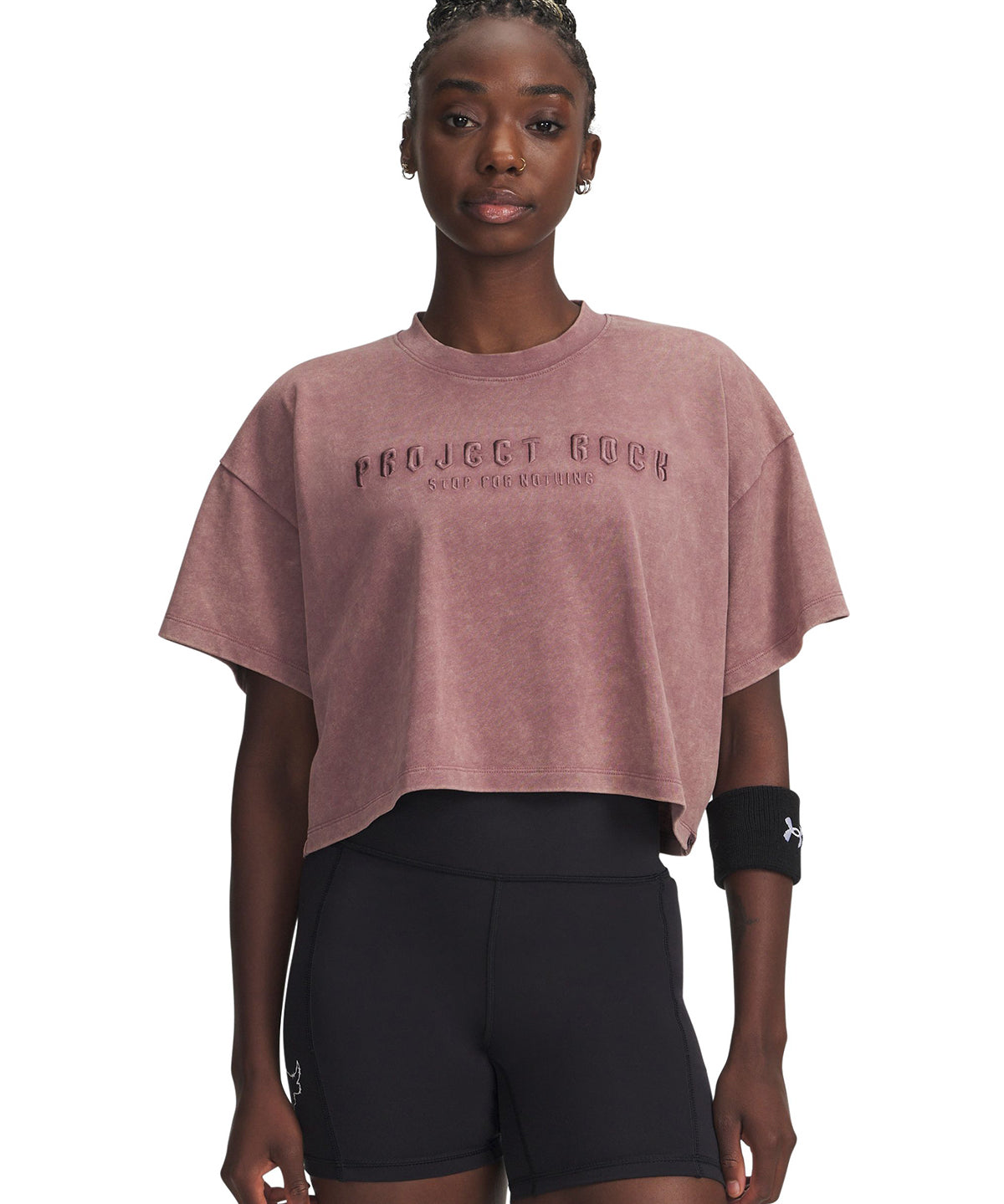 Polera manga corta de entrenamiento para mujer Project Rock roja Under Armour