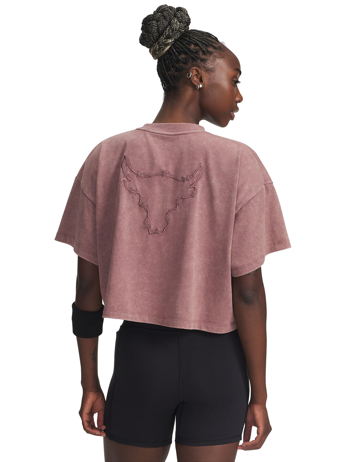 Polera manga corta de entrenamiento para mujer Project Rock roja Under Armour