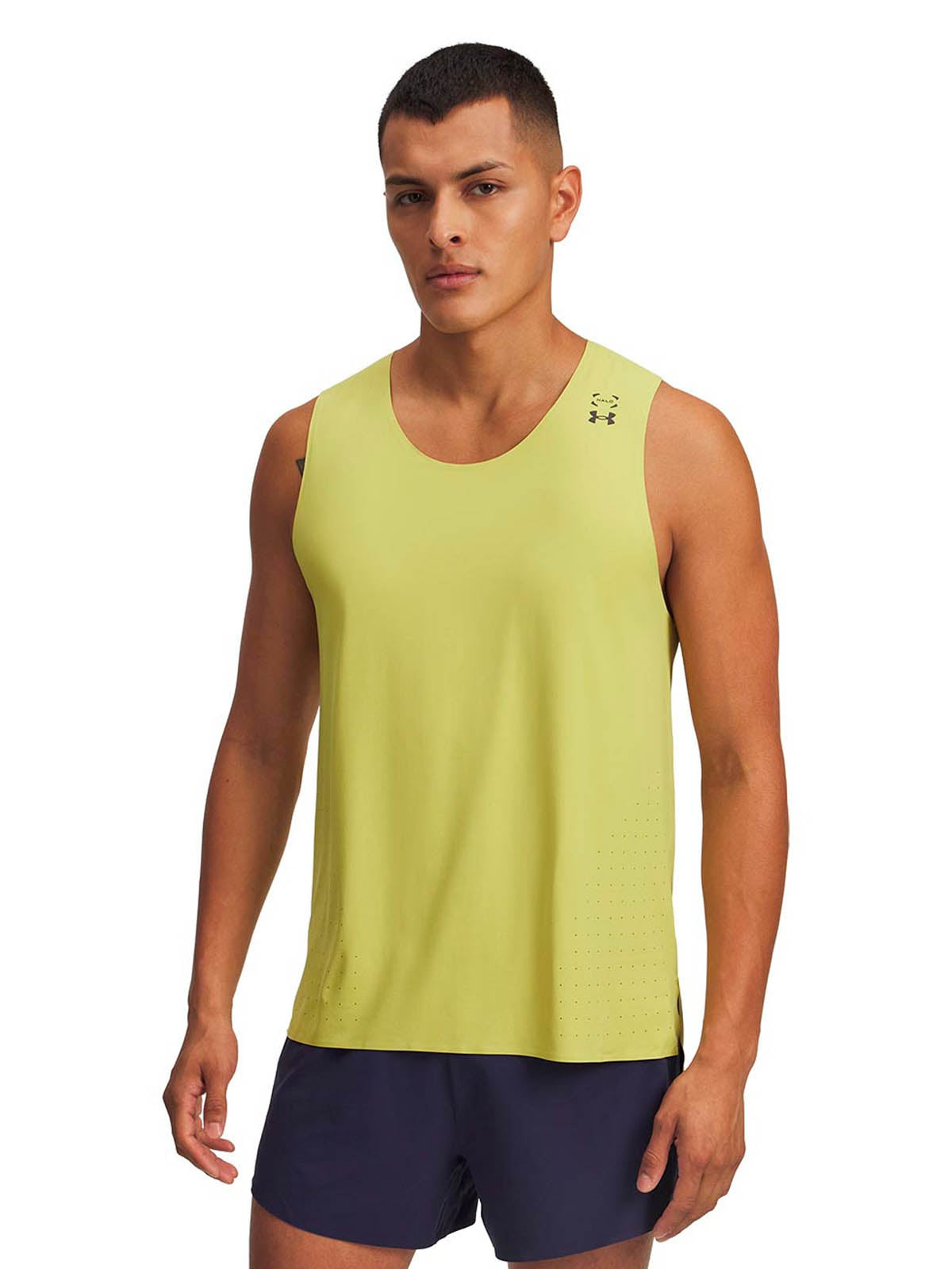 Polera sin mangas Running para hombre Halo Run amarillo Under Armour