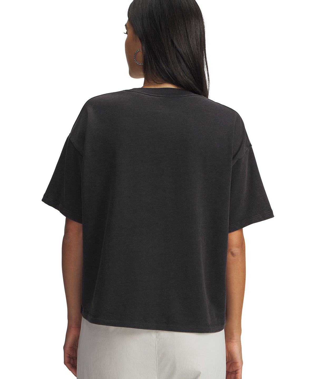 Polera manga corta Lifestyle para mujer UA Boxy Wash Heavyweight nego Under Armour