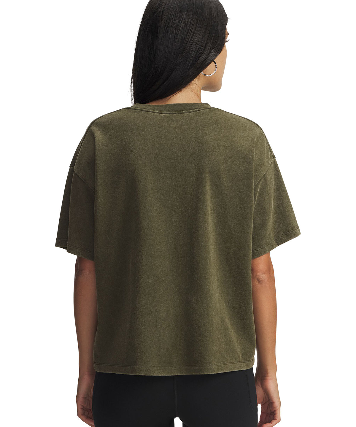 Polera manga corta Lifestyle para mujer UA Boxy Wash Heavyweight verde Under Armour
